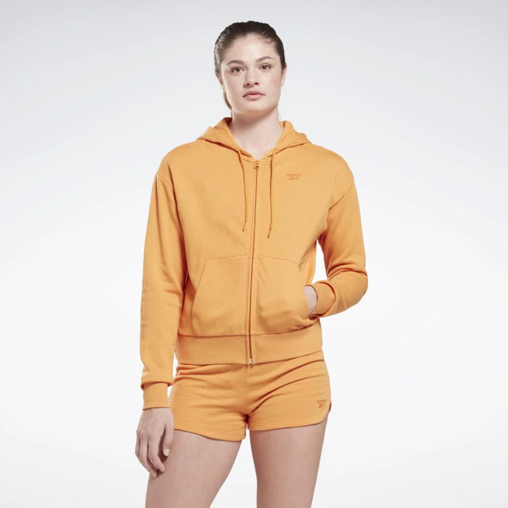 Reebok Apparel Women Reebok Identity Small Logo French Terry Zip-Up Hoodie PEAFUZ - Image 2