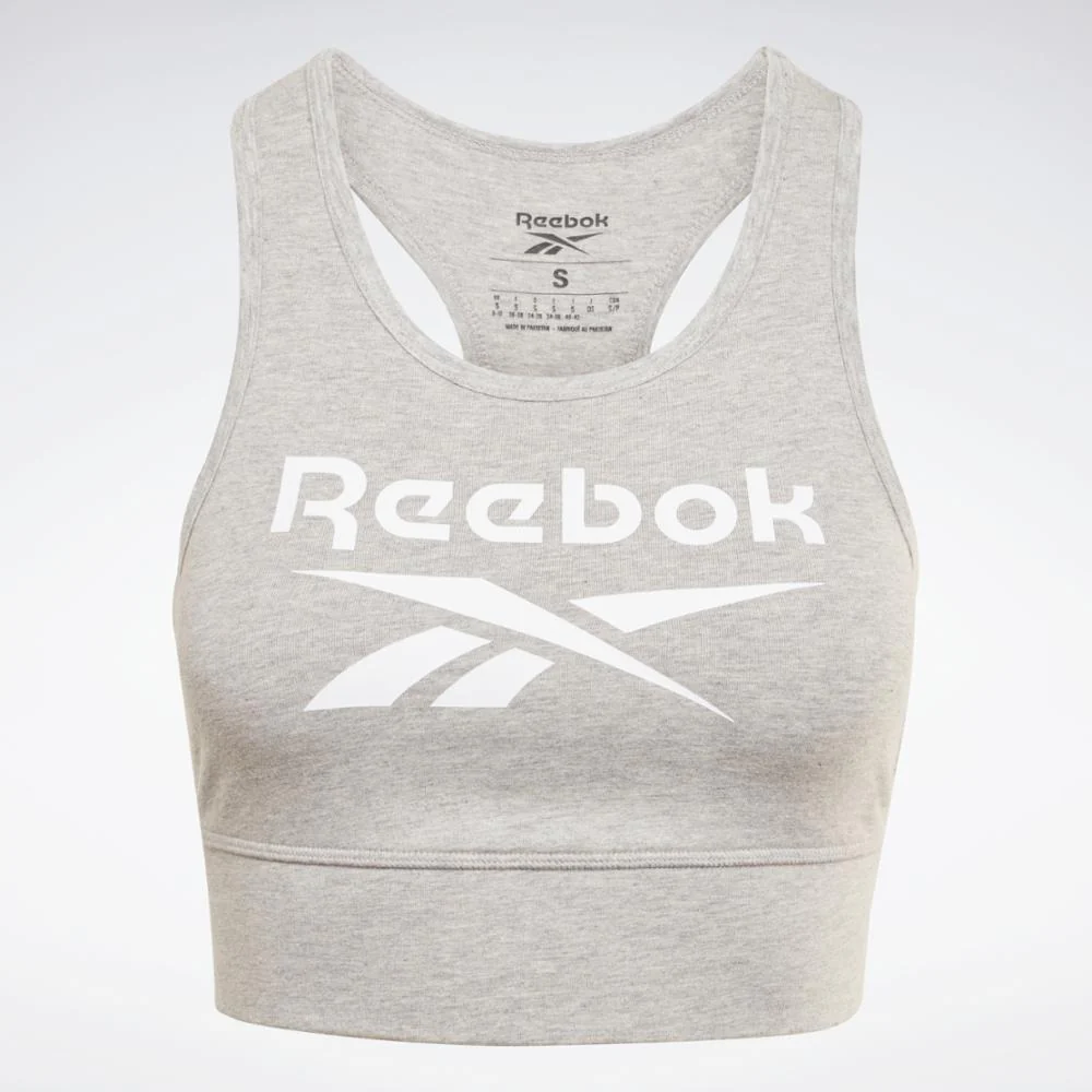 Reebok Apparel Women Reebok Identity Sports Bra MGREYH/WHITE - Image 6