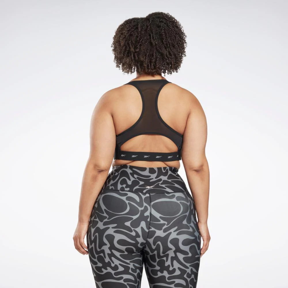 Reebok Apparel Women Reebok Lux Vector Racer Sports Bra (Plus Size) BLACK - Image 3
