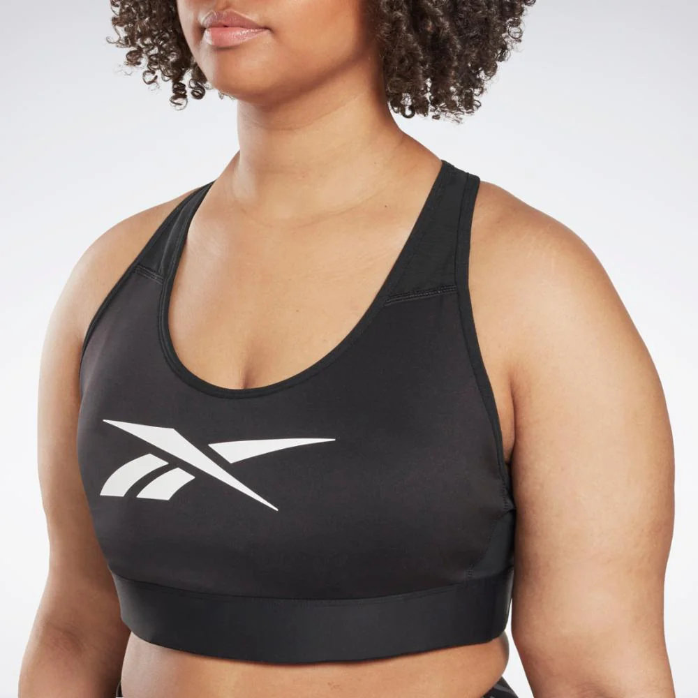 Reebok Apparel Women Reebok Lux Vector Racer Sports Bra (Plus Size) BLACK - Image 4