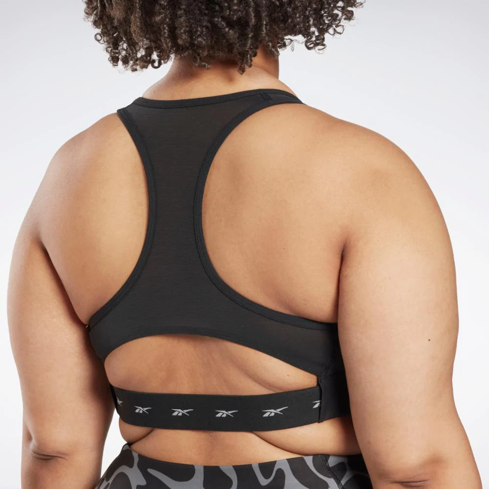 Reebok Apparel Women Reebok Lux Vector Racer Sports Bra (Plus Size) BLACK - Image 5