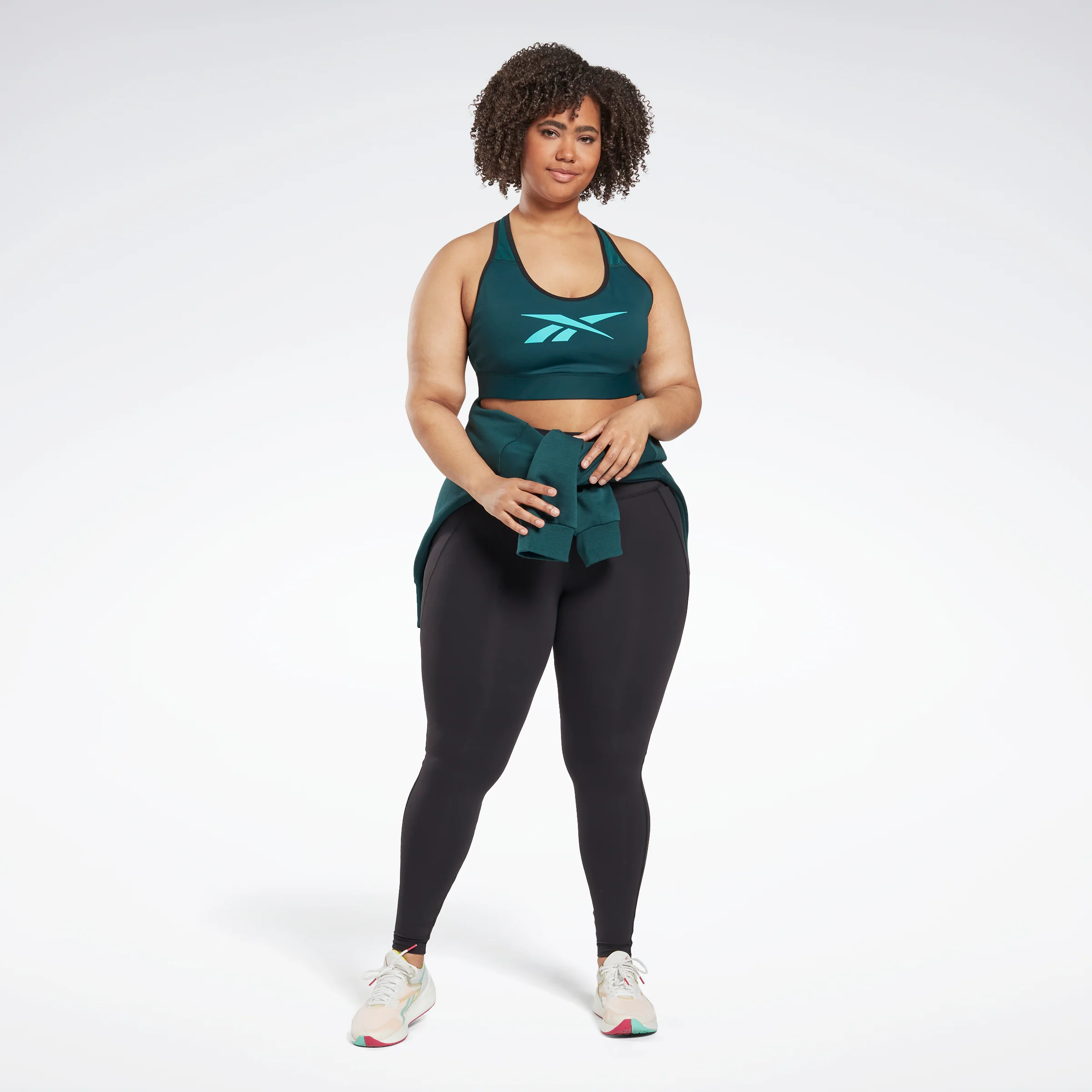 Reebok Apparel Women Reebok Lux Vector Racer Sports Bra (Plus Size) Forest Green - Image 2