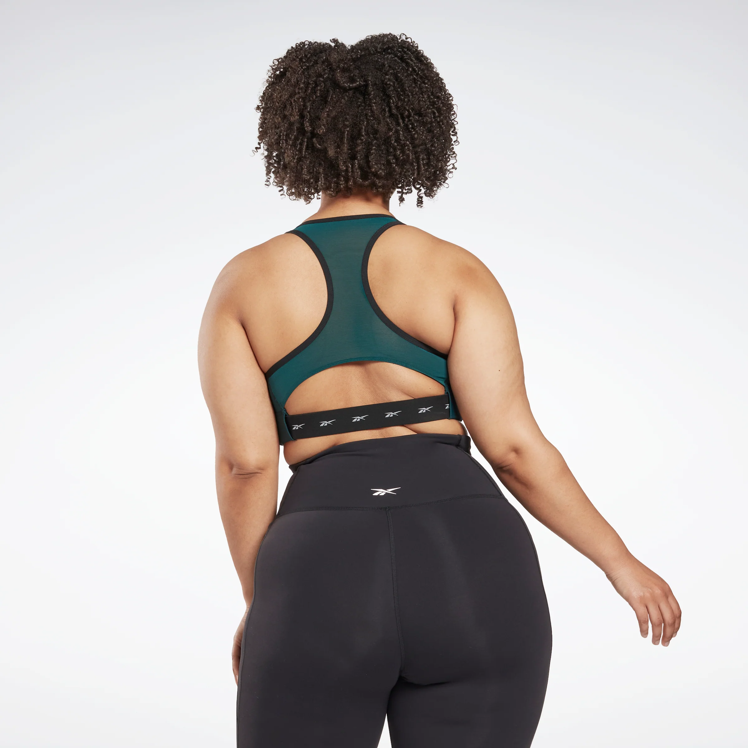 Reebok Apparel Women Reebok Lux Vector Racer Sports Bra (Plus Size) Forest Green - Image 3