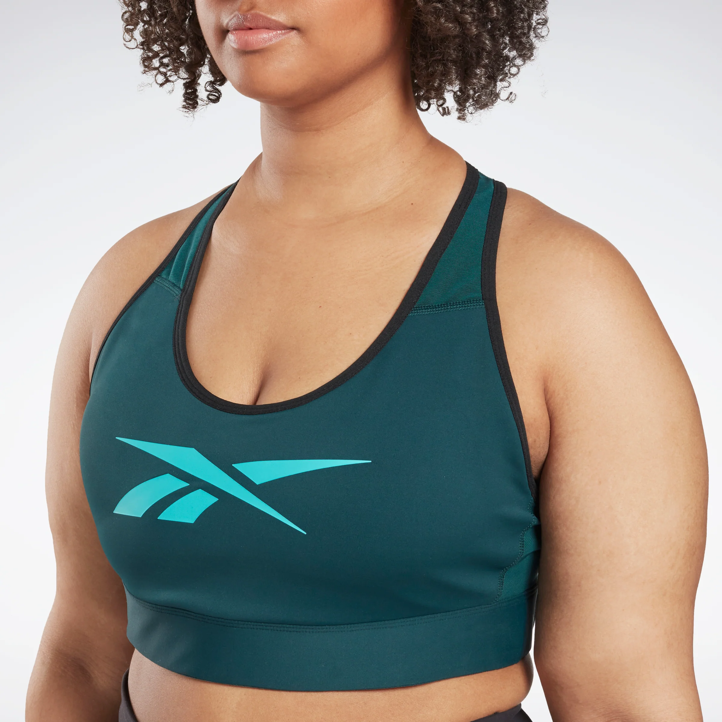 Reebok Apparel Women Reebok Lux Vector Racer Sports Bra (Plus Size) Forest Green - Image 4