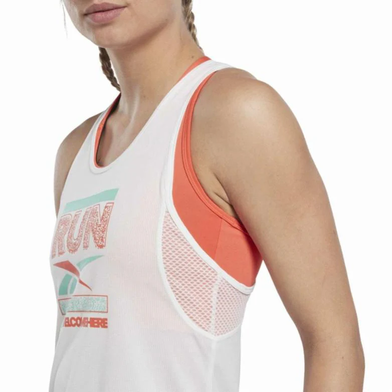 Reebok Apparel Women Running Graphic Speedwick Tank Top WHITE - Image 4