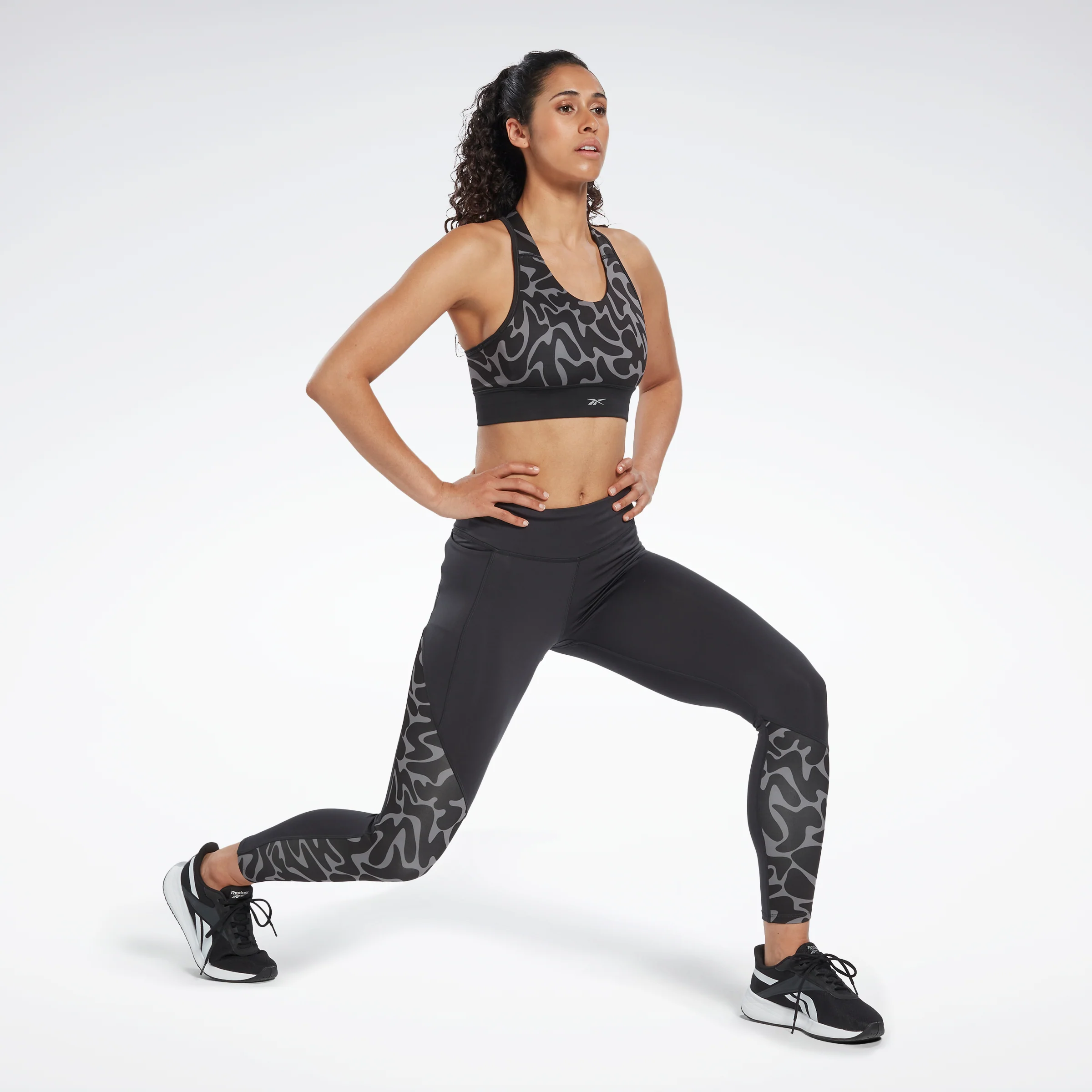 Reebok Apparel Women Running Printed Sports Bra Black - Image 2