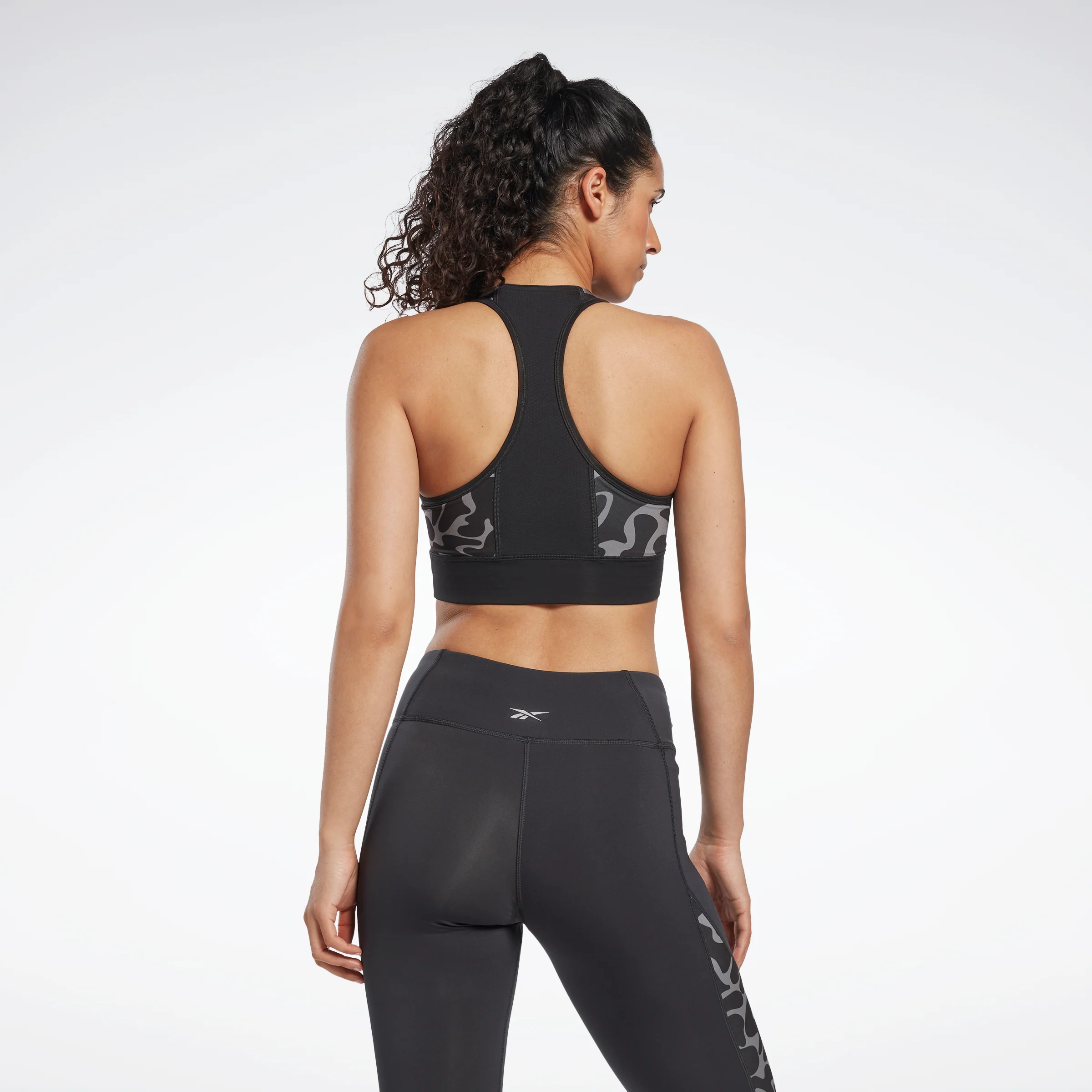 Reebok Apparel Women Running Printed Sports Bra Black - Image 3