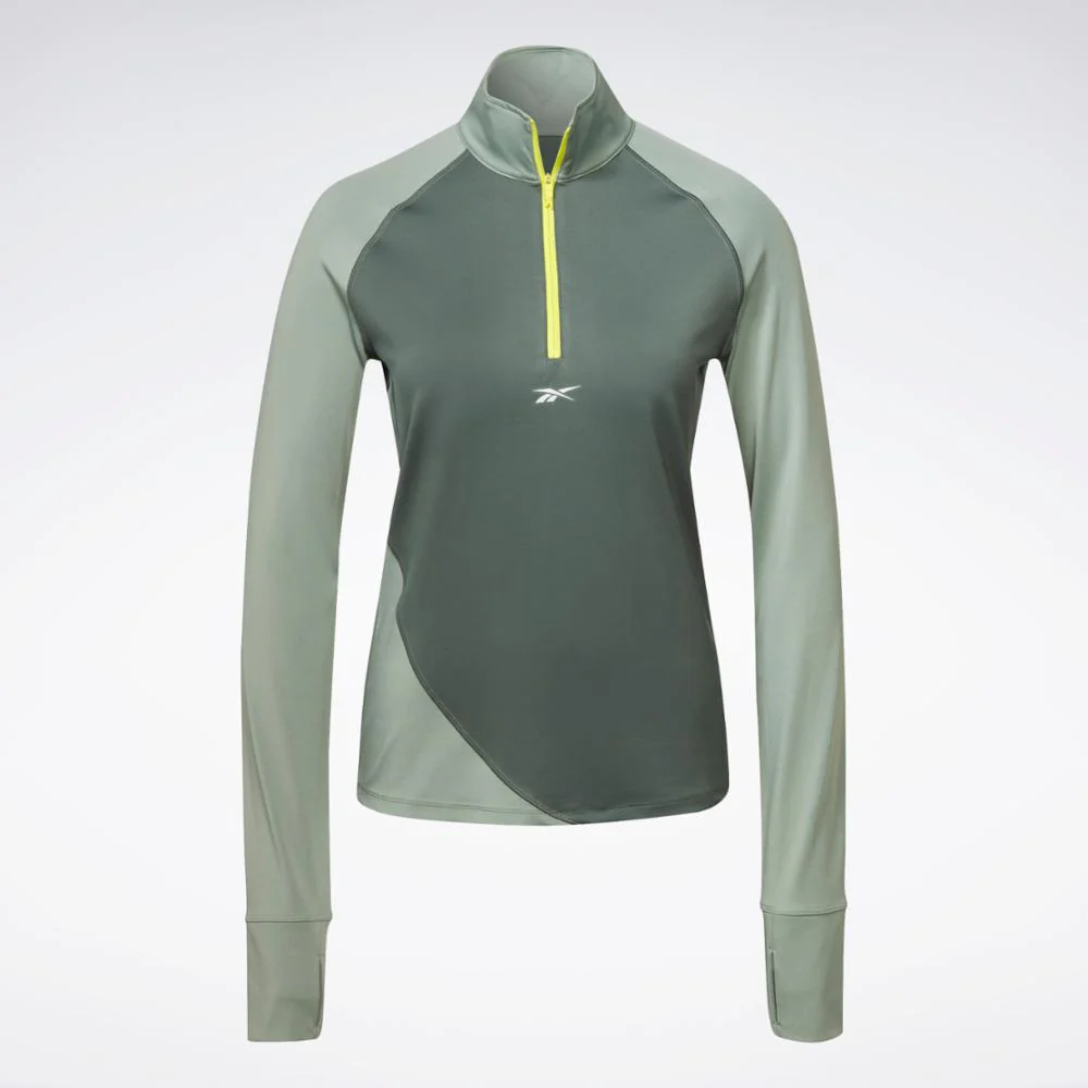Reebok Apparel Women Running Quarter-Zip Sweatshirt CHLGRN - Image 6