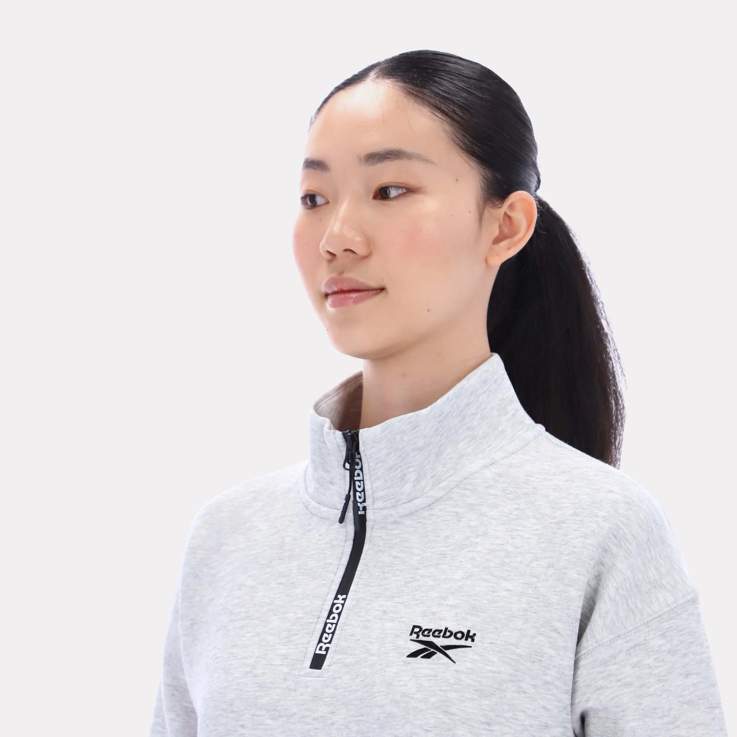 Reebok Apparel Women Scuba Quarter-Zip Pullover SILVER MARL - Image 3