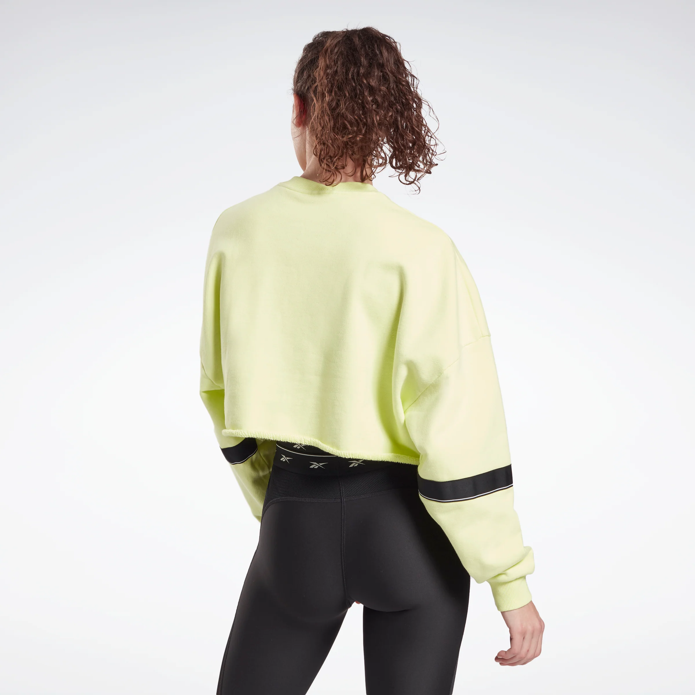 Reebok Apparel Women Studio Cropped French Terry Crew Sweatshirt Eneglw - Image 3