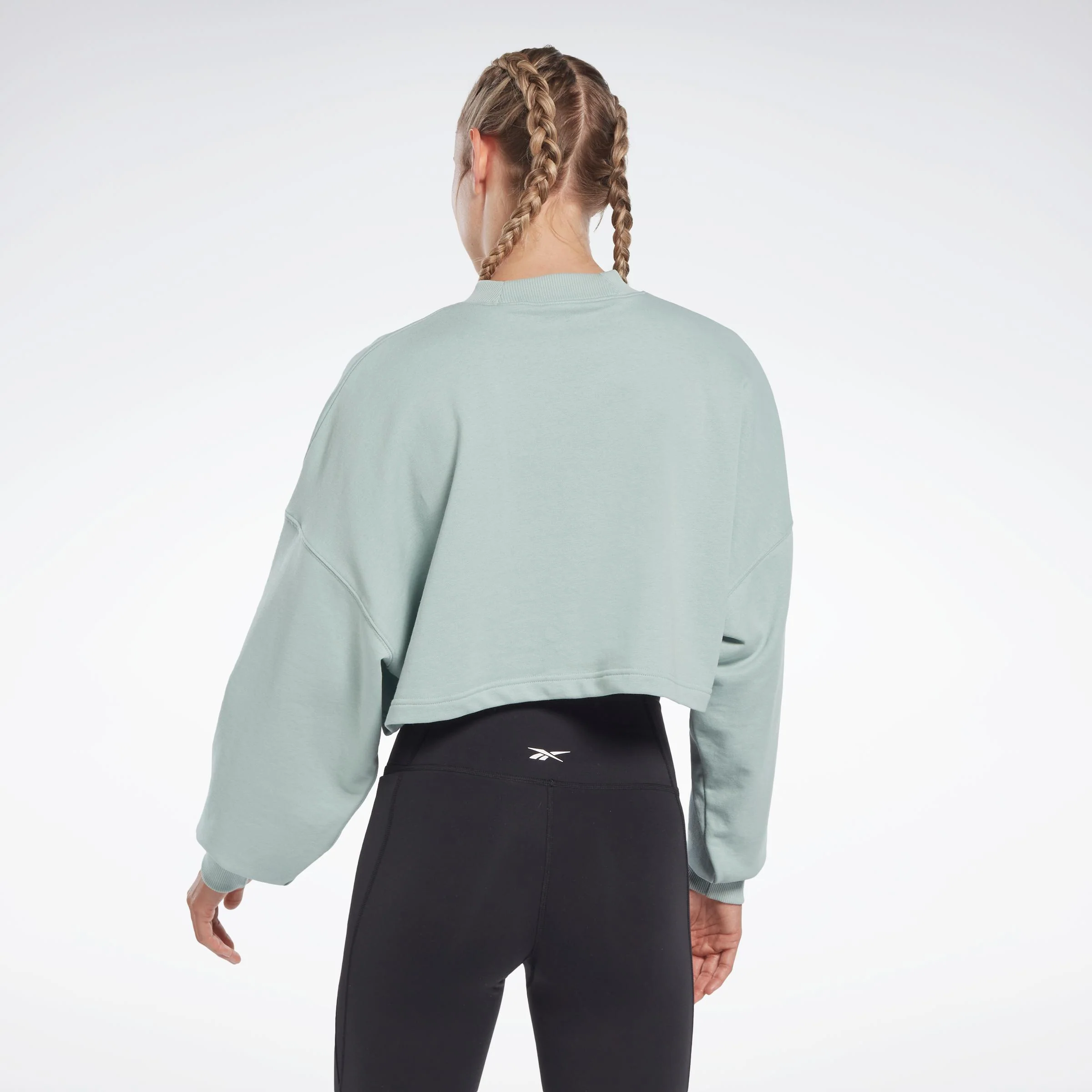Reebok Apparel Women Studio Vector Knit Crew Sweatshirt SEAGRY - Image 3