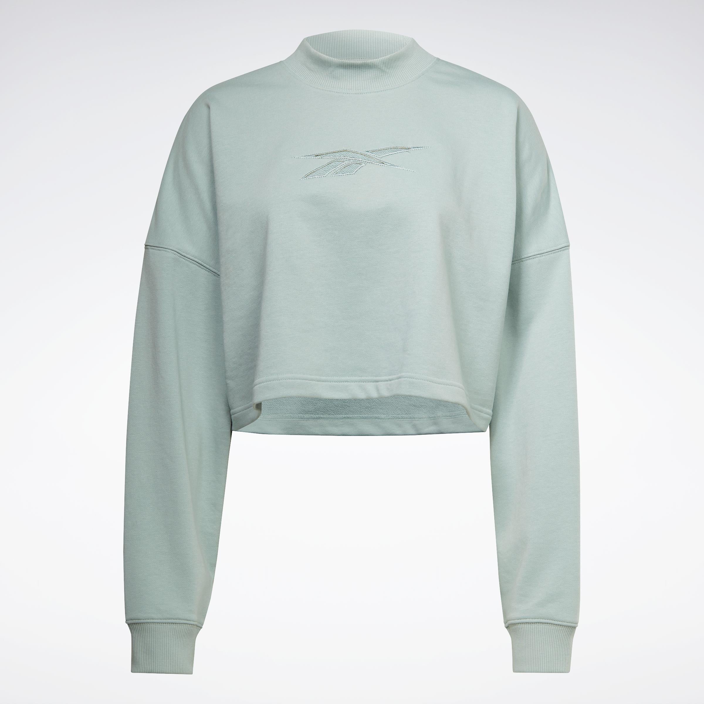 Reebok Apparel Women Studio Vector Knit Crew Sweatshirt SEAGRY - Image 6