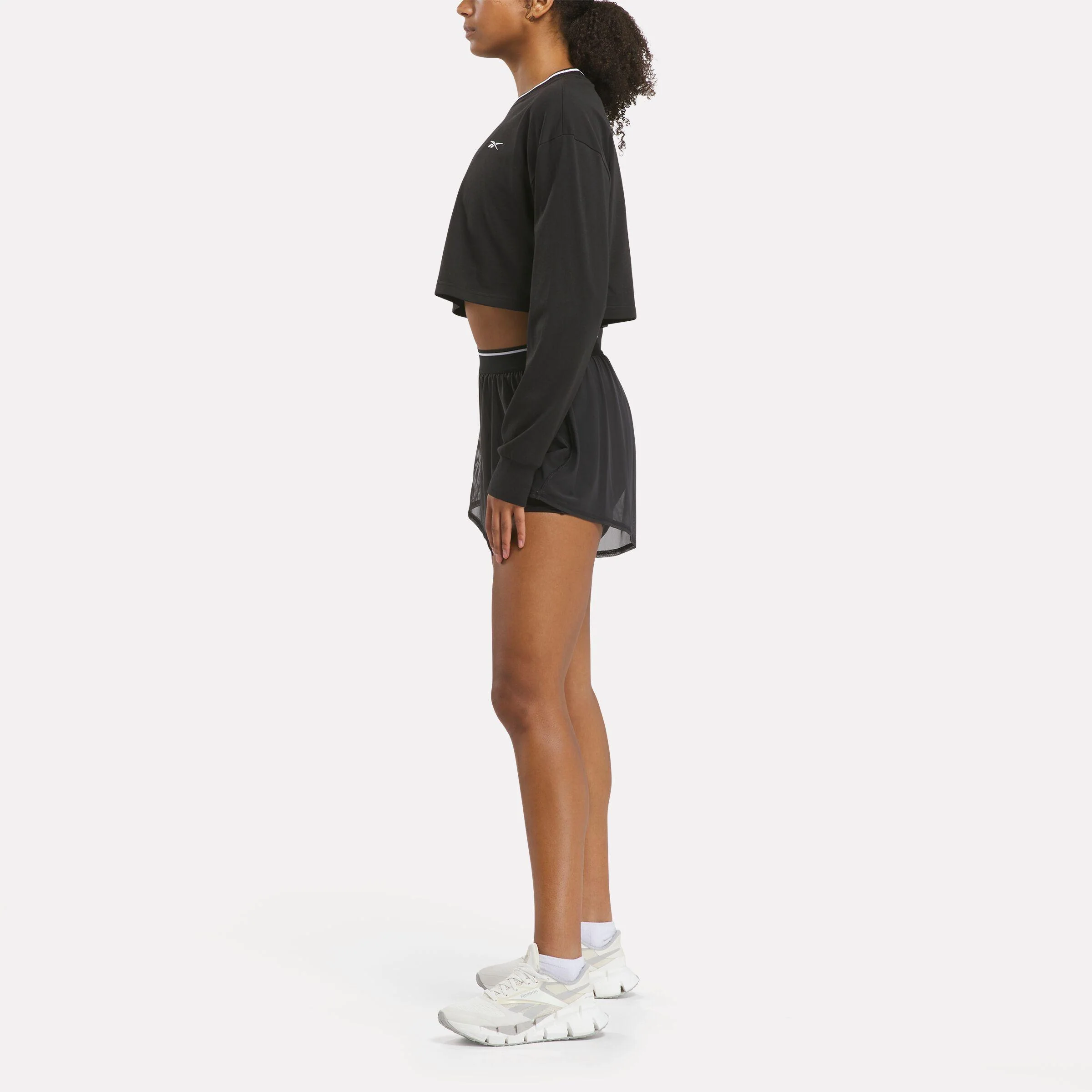 Reebok Apparel Women Team Long Sleeve Crop Top BLACK - Image 2
