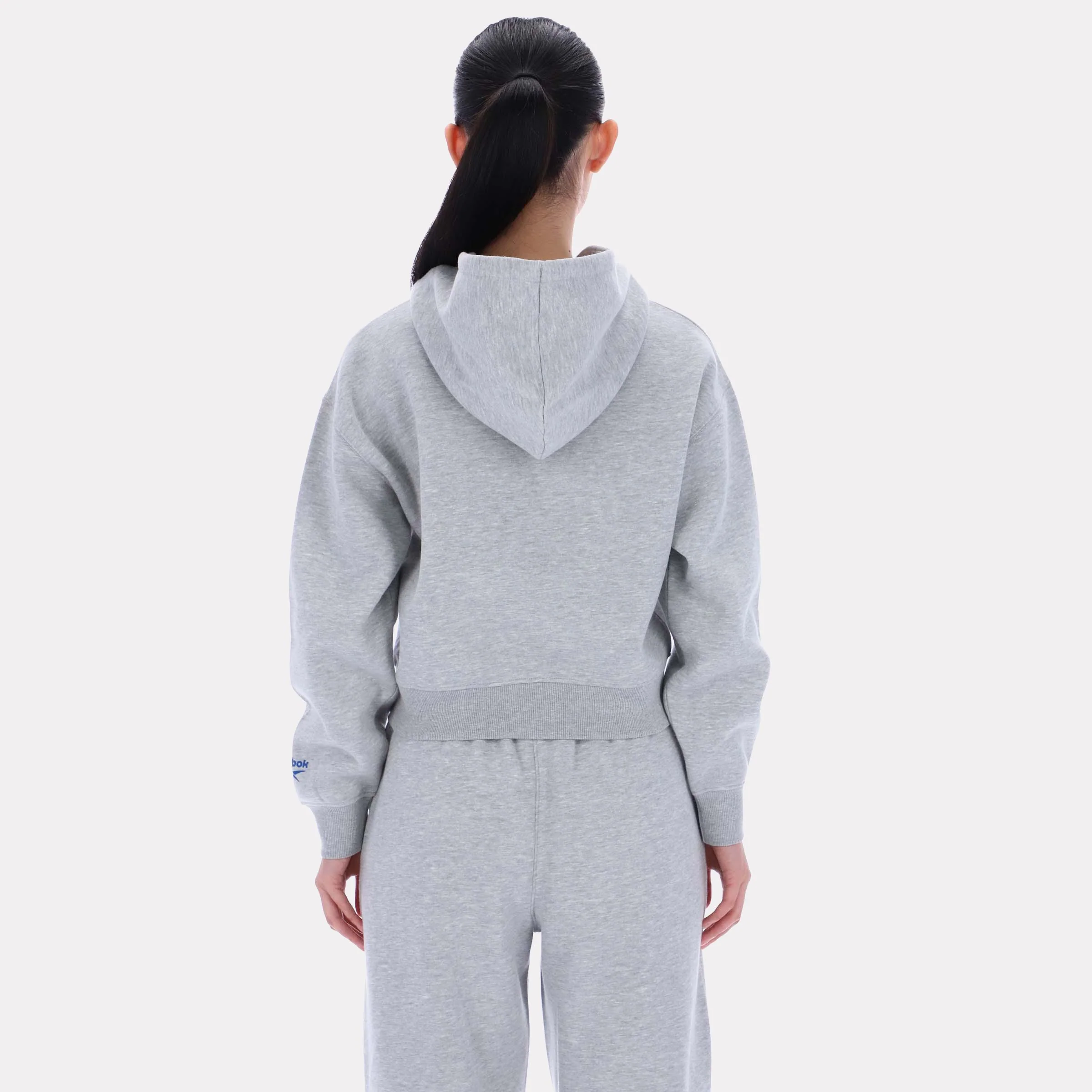 Reebok Apparel Women Triple Boucle Logo Hoodie LIGHT GREY MARL - Image 2