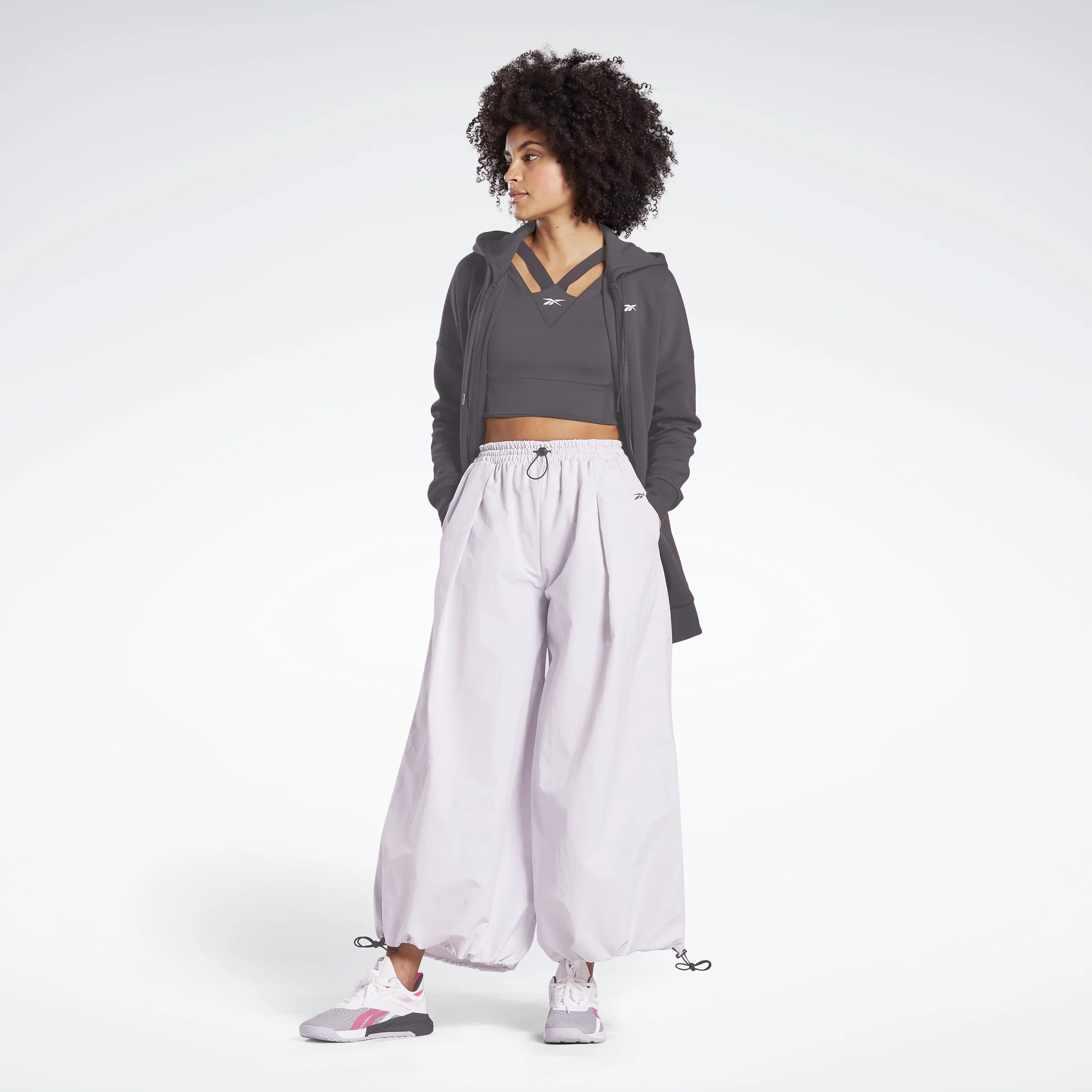 Reebok Apparel Women Wide Leg Woven Tracksuit Bottoms Porcel - Image 2