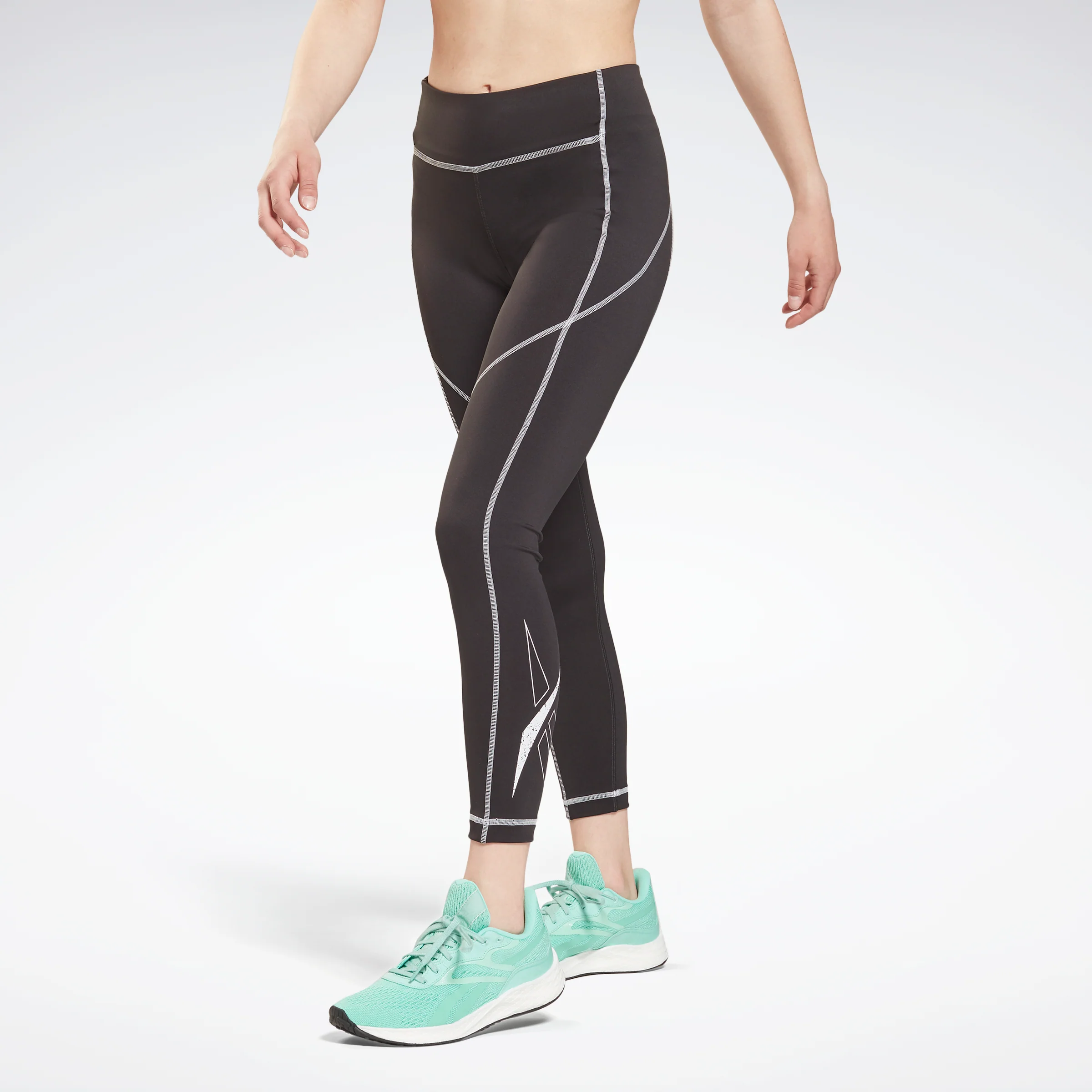 Reebok Apparel Women Workout Ready Big Logo Leggings Black/White
