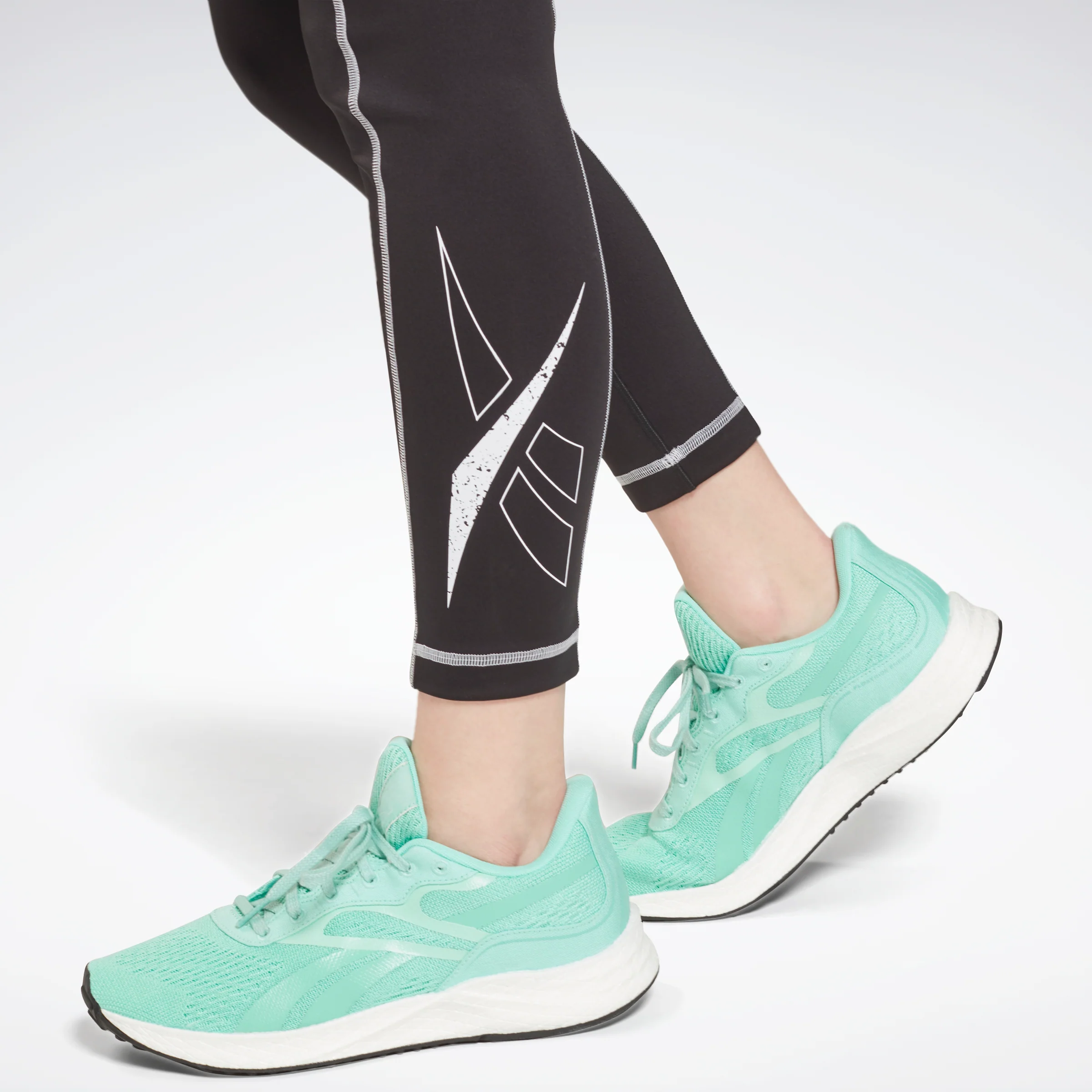 Reebok Apparel Women Workout Ready Big Logo Leggings Black/White - Image 4