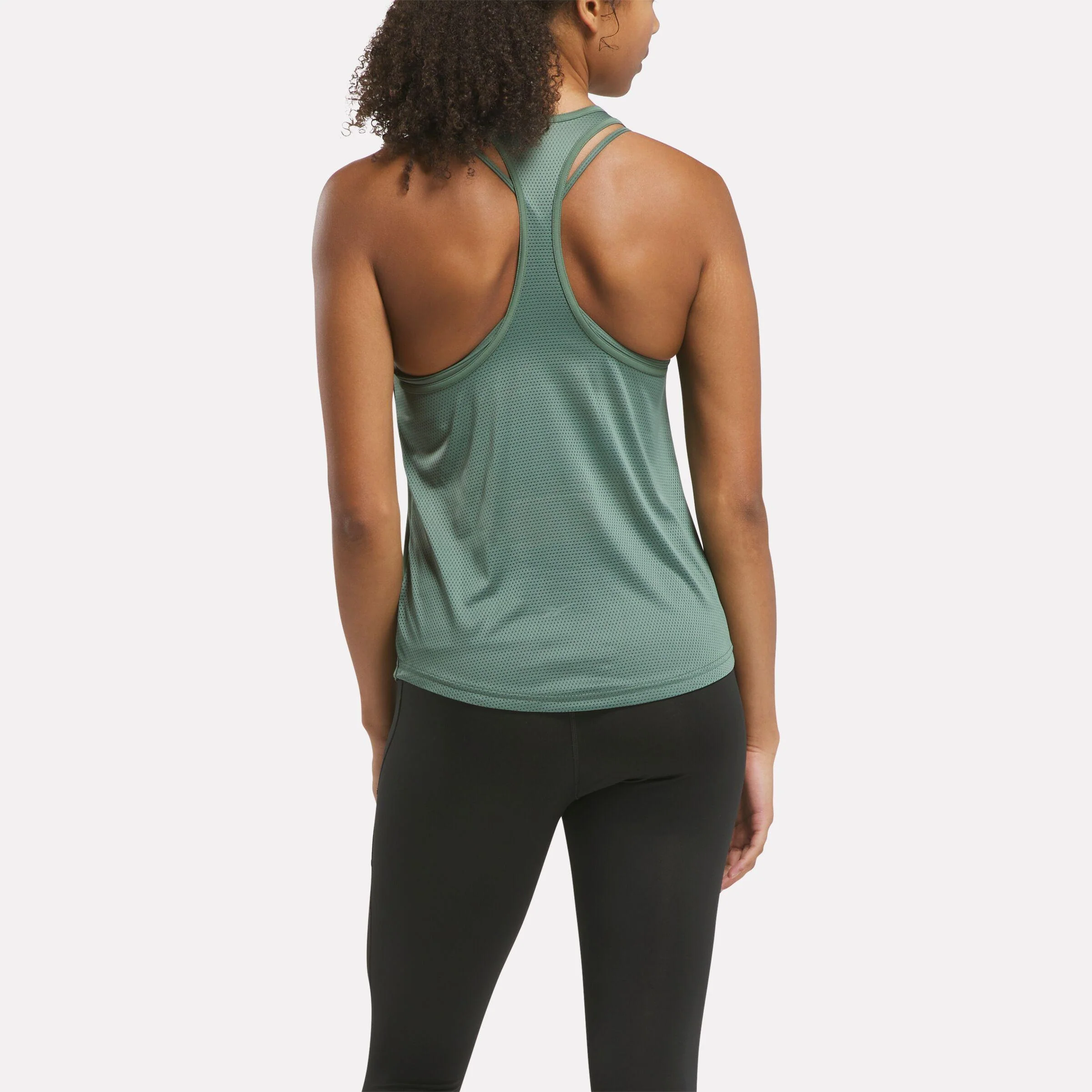 Reebok Apparel Women Workout Ready Mesh Back Tank Top ESCAPE GREEN - Image 3