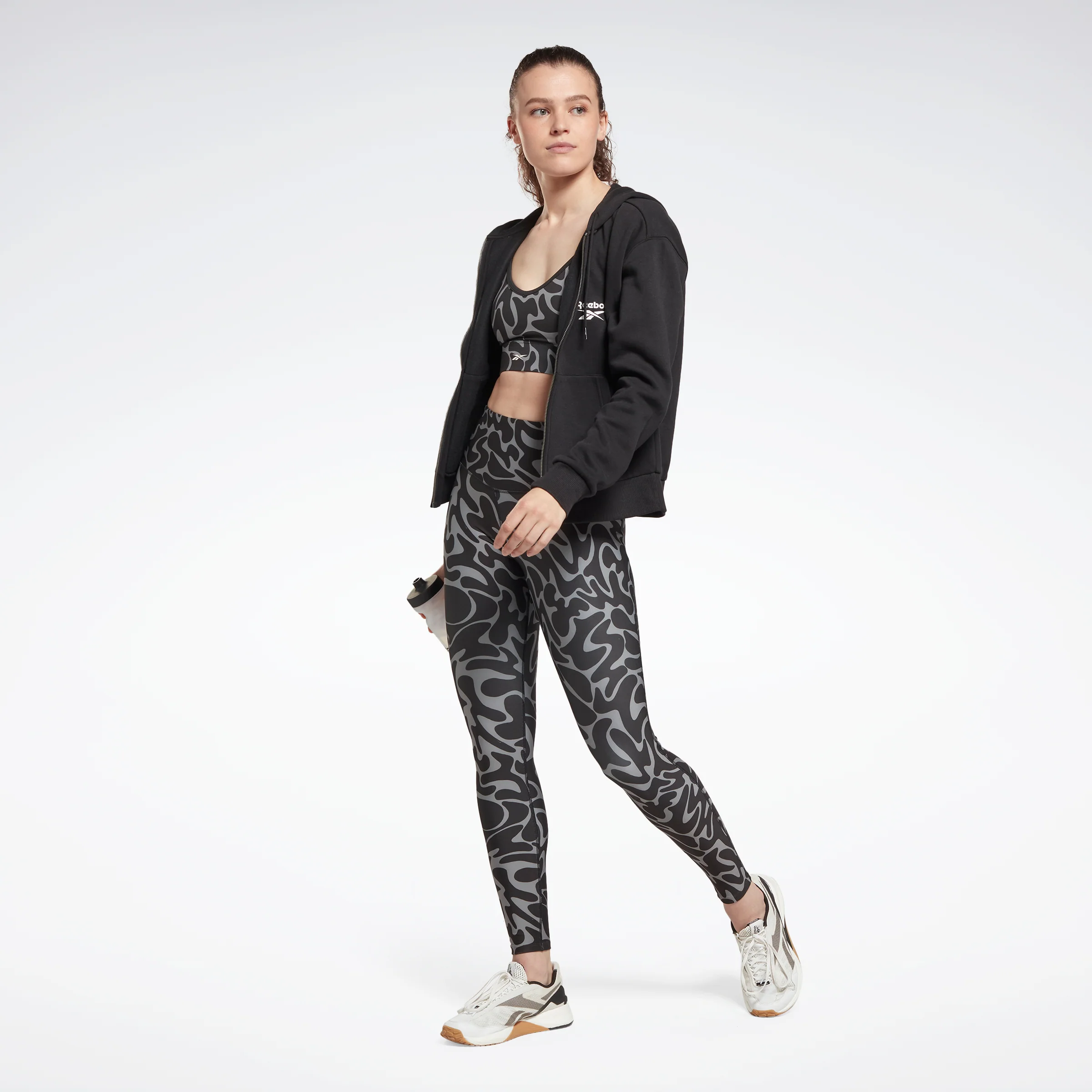 Reebok Apparel Women Workout Ready Printed Leggings Black - Image 2