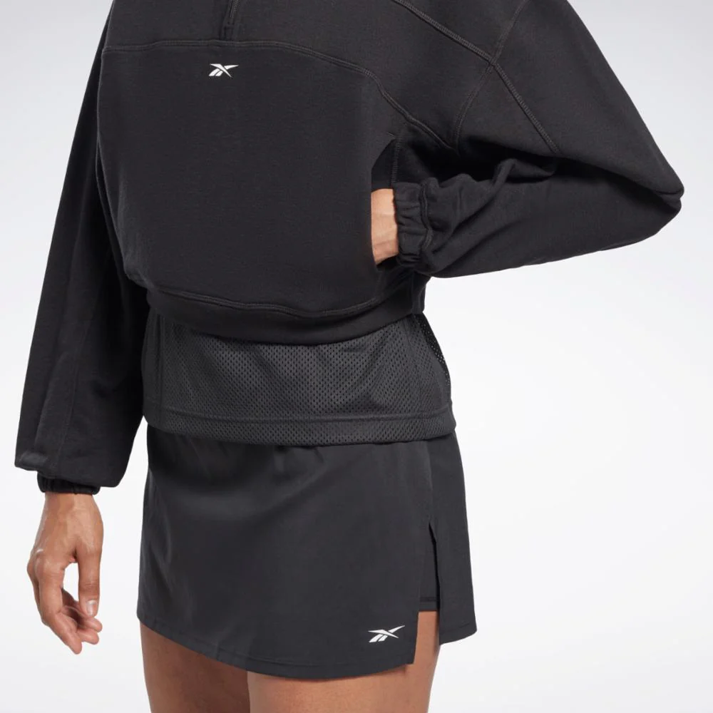 Reebok Apparel Women Workout Ready Knit 1/4 Zip Sweatshirt BLACK - Image 2