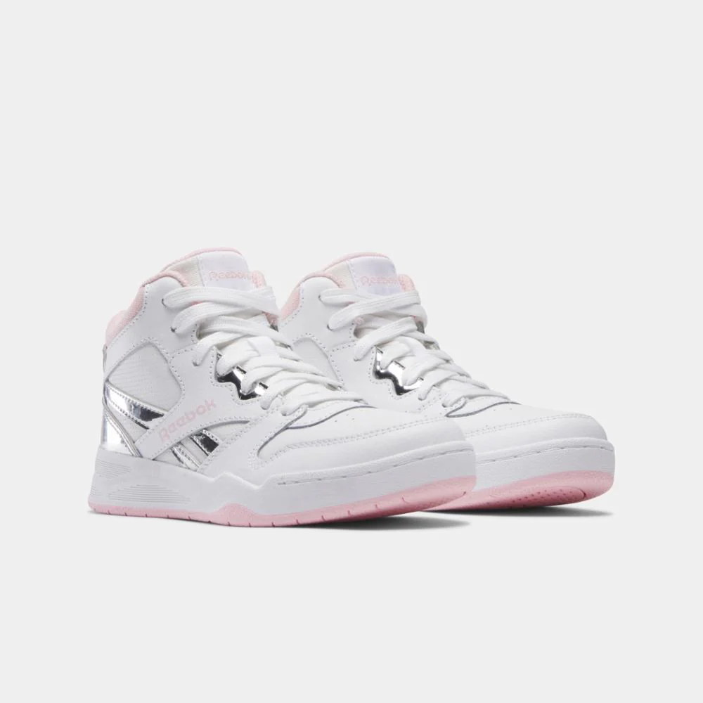Reebok Footwear Kids BB4500 Court Shoes - Preschool FTWR WHT/PNK GLOW/FTWR WHT - Image 2
