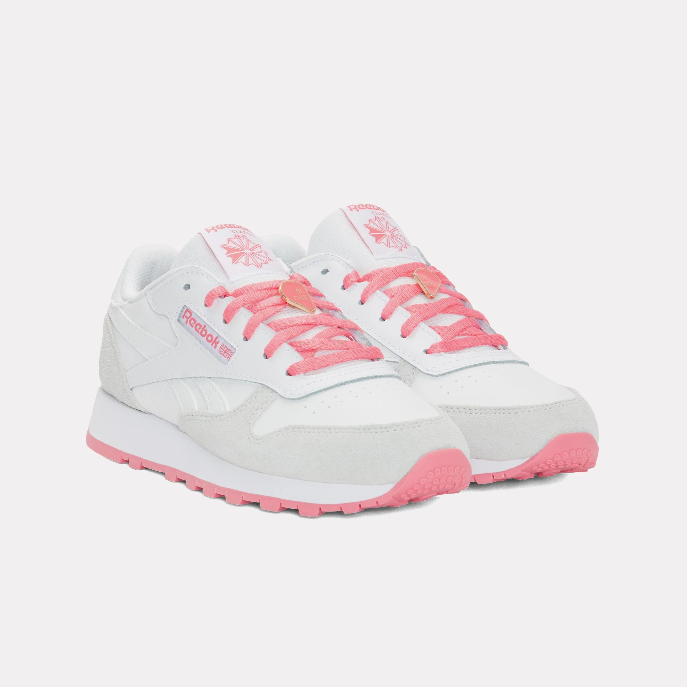 Reebok Footwear Kids Classic Leather Shoes - Grade School WHITE/MOON/PASSIONPINK - Image 2