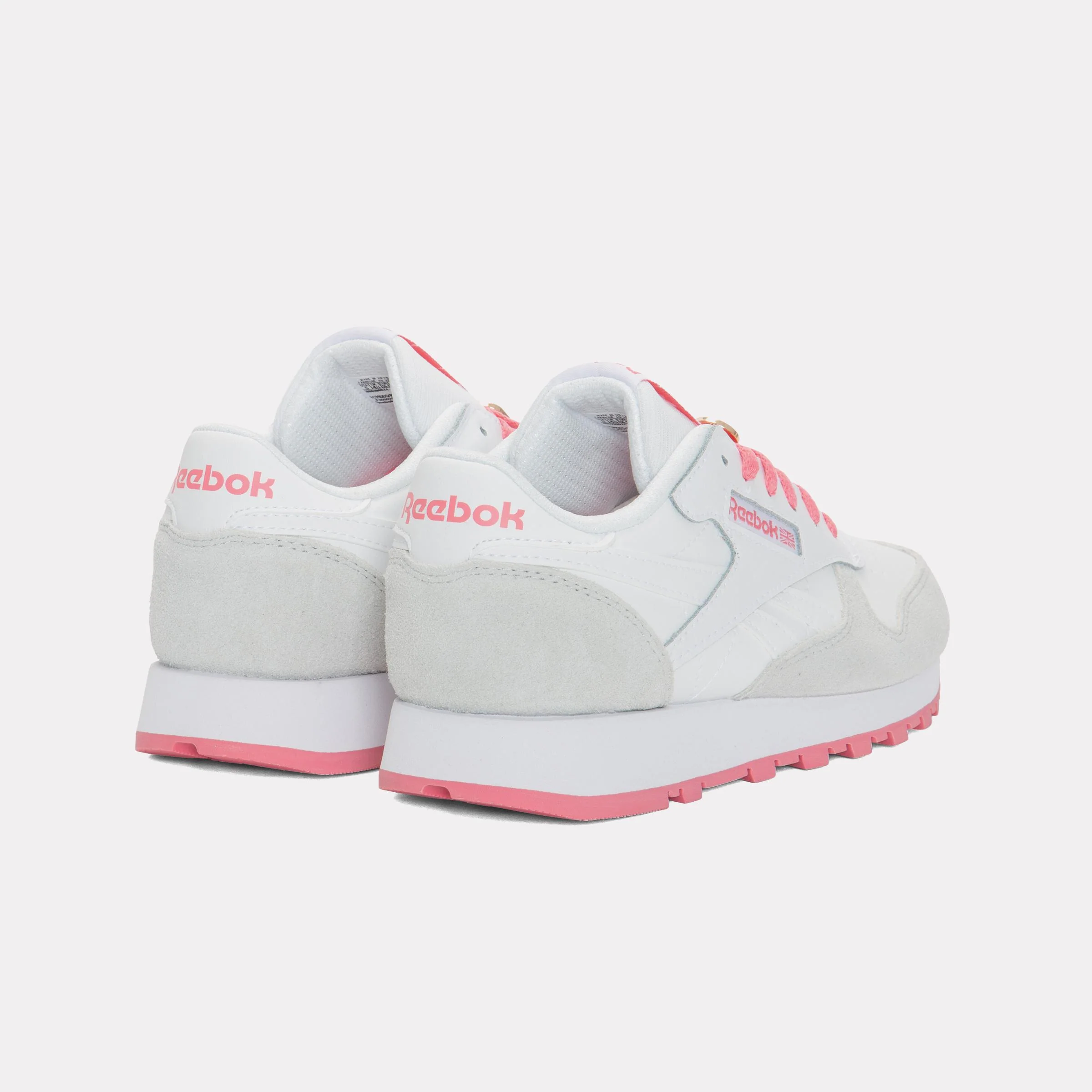 Reebok Footwear Kids Classic Leather Shoes - Grade School WHITE/MOON/PASSIONPINK - Image 3