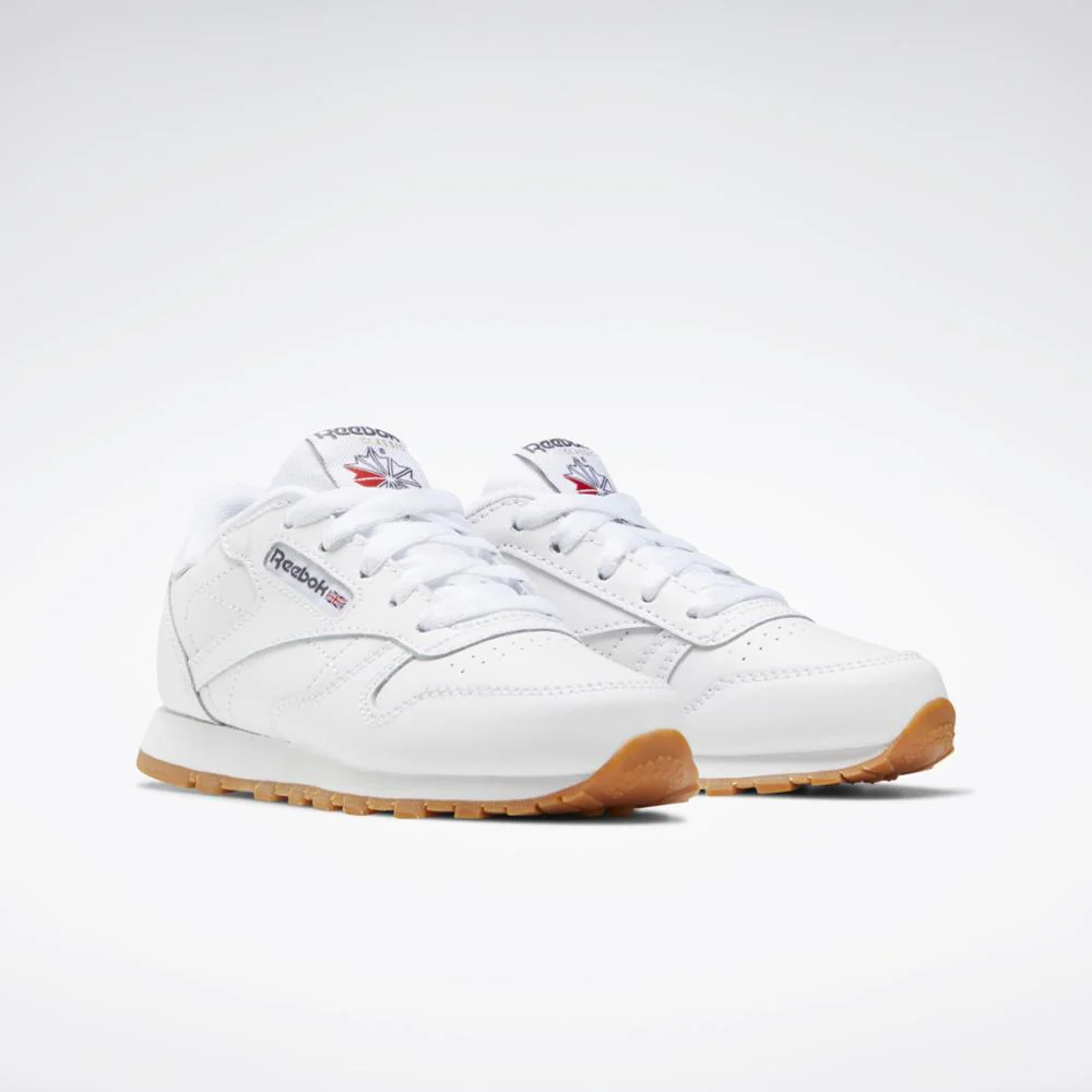 Reebok Footwear Kids Classic Leather Shoes - Preschool WHITE/GUM - Image 3