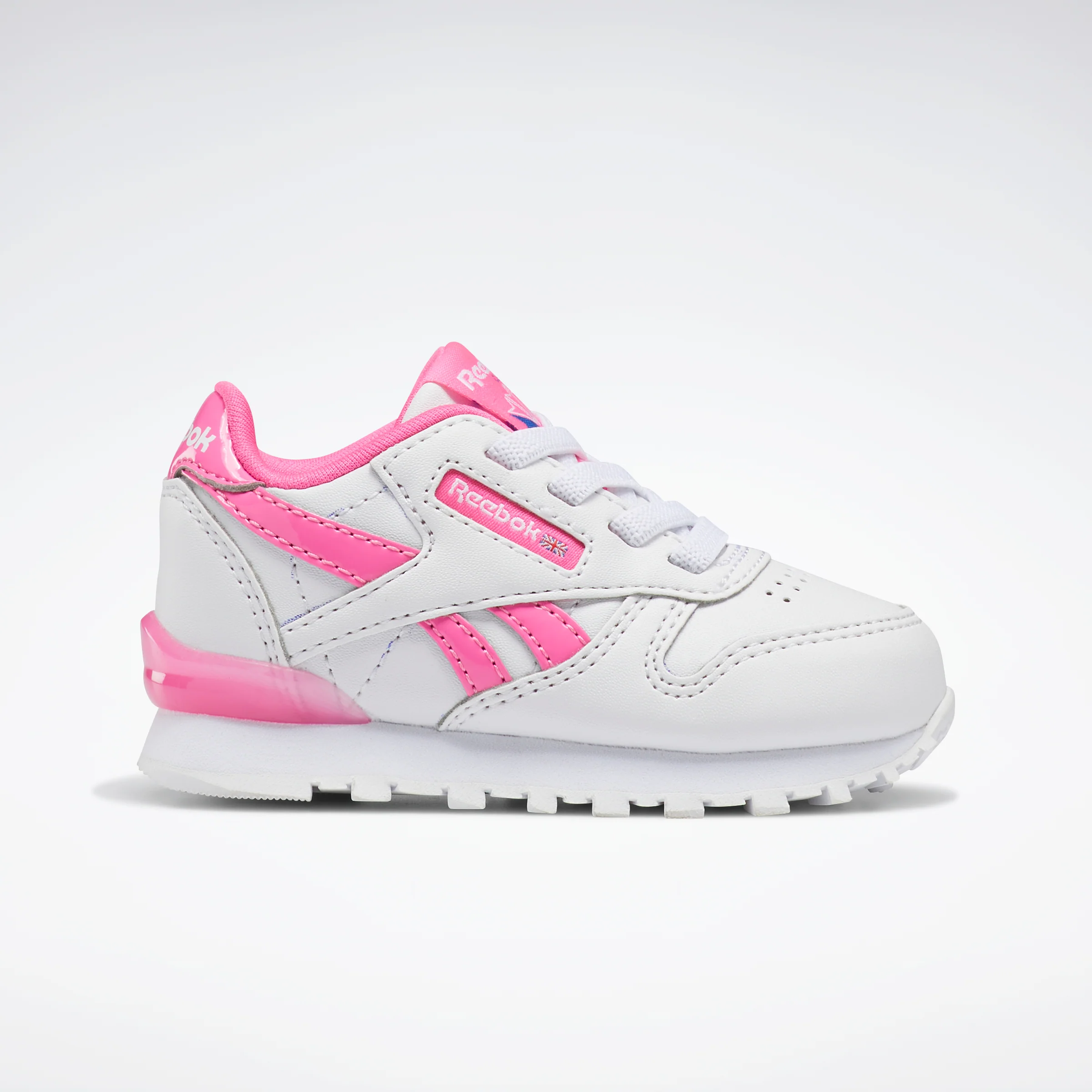 Reebok Footwear Kids Classic Leather Step 'N' Flash Shoes Infant Ftwwht/Ftwwht/Atopnk