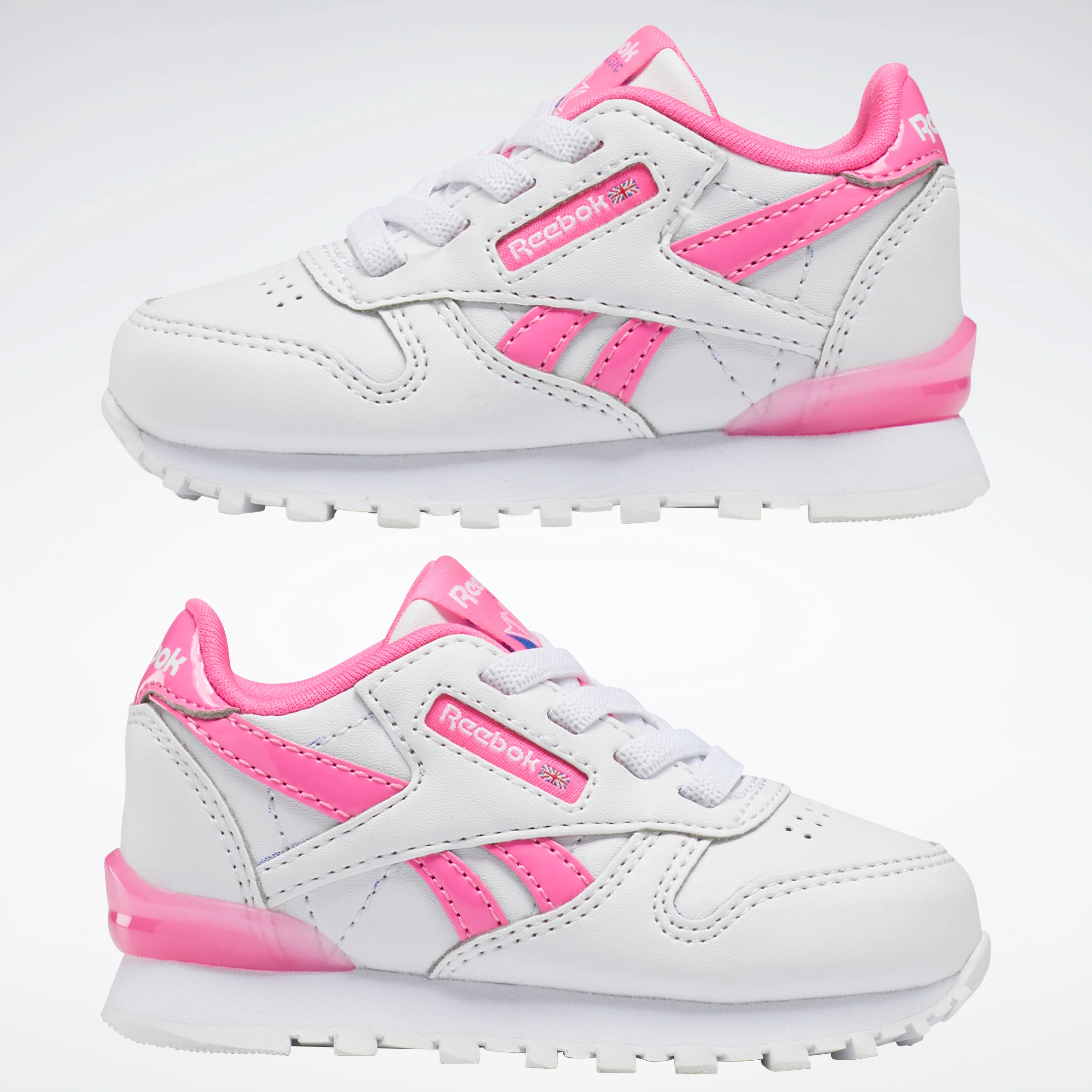 Reebok Footwear Kids Classic Leather Step 'N' Flash Shoes Infant Ftwwht/Ftwwht/Atopnk - Image 9