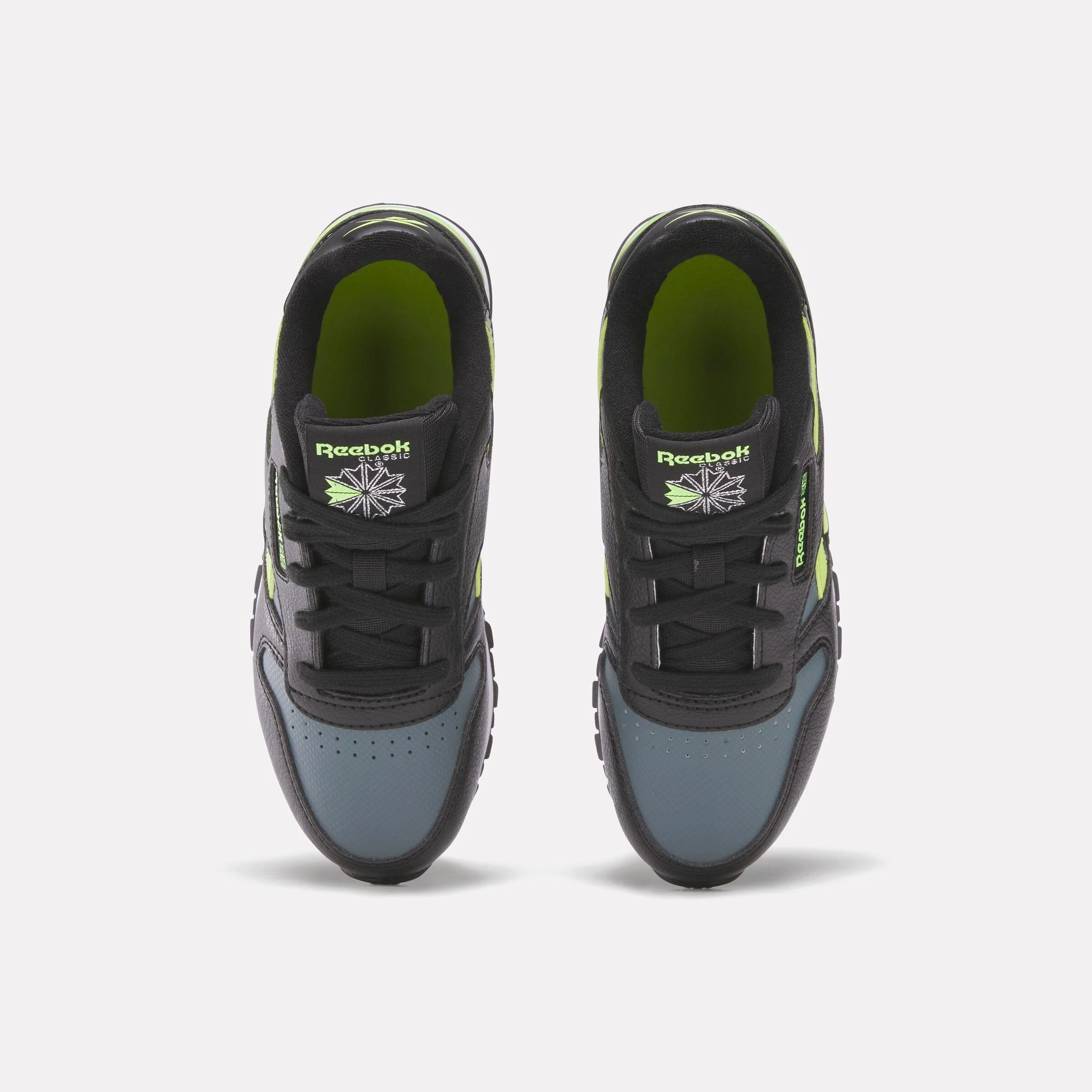 Reebok Footwear Kids Classic Leather Step 'n' Flash Shoes - Pre-school BLACK/GREY5/DIGITALLIME - Image 5