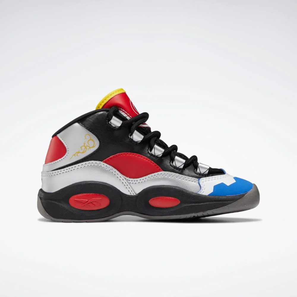 Reebok Footwear Kids QUESTION MID BLK/SILVER MET/VECTOR RED - Image 2