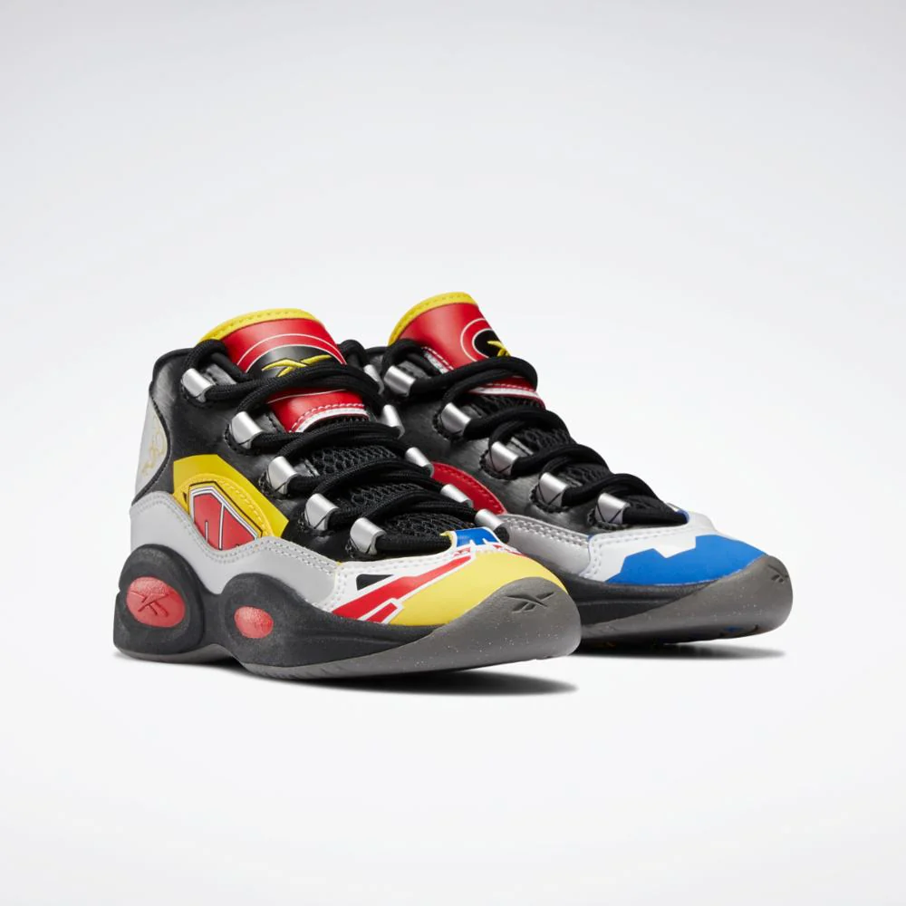 Reebok Footwear Kids QUESTION MID BLK/SILVER MET/VECTOR RED - Image 3