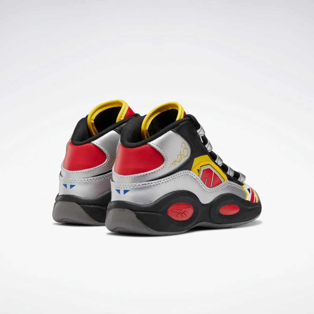 Reebok Footwear Kids QUESTION MID BLK/SILVER MET/VECTOR RED - Image 4