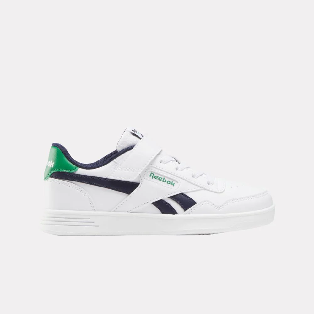 Reebok Footwear Kids Reebok Court Advance Elastic & Top Strap Shoes - Preschool FTWRWHITE/VECTORNAVY/GLENGREEN