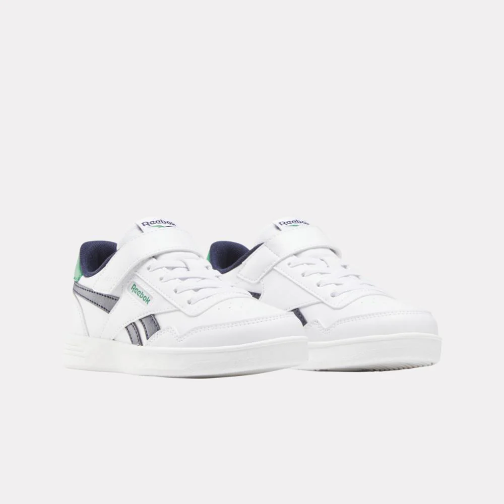 Reebok Footwear Kids Reebok Court Advance Elastic & Top Strap Shoes - Preschool FTWRWHITE/VECTORNAVY/GLENGREEN - Image 2