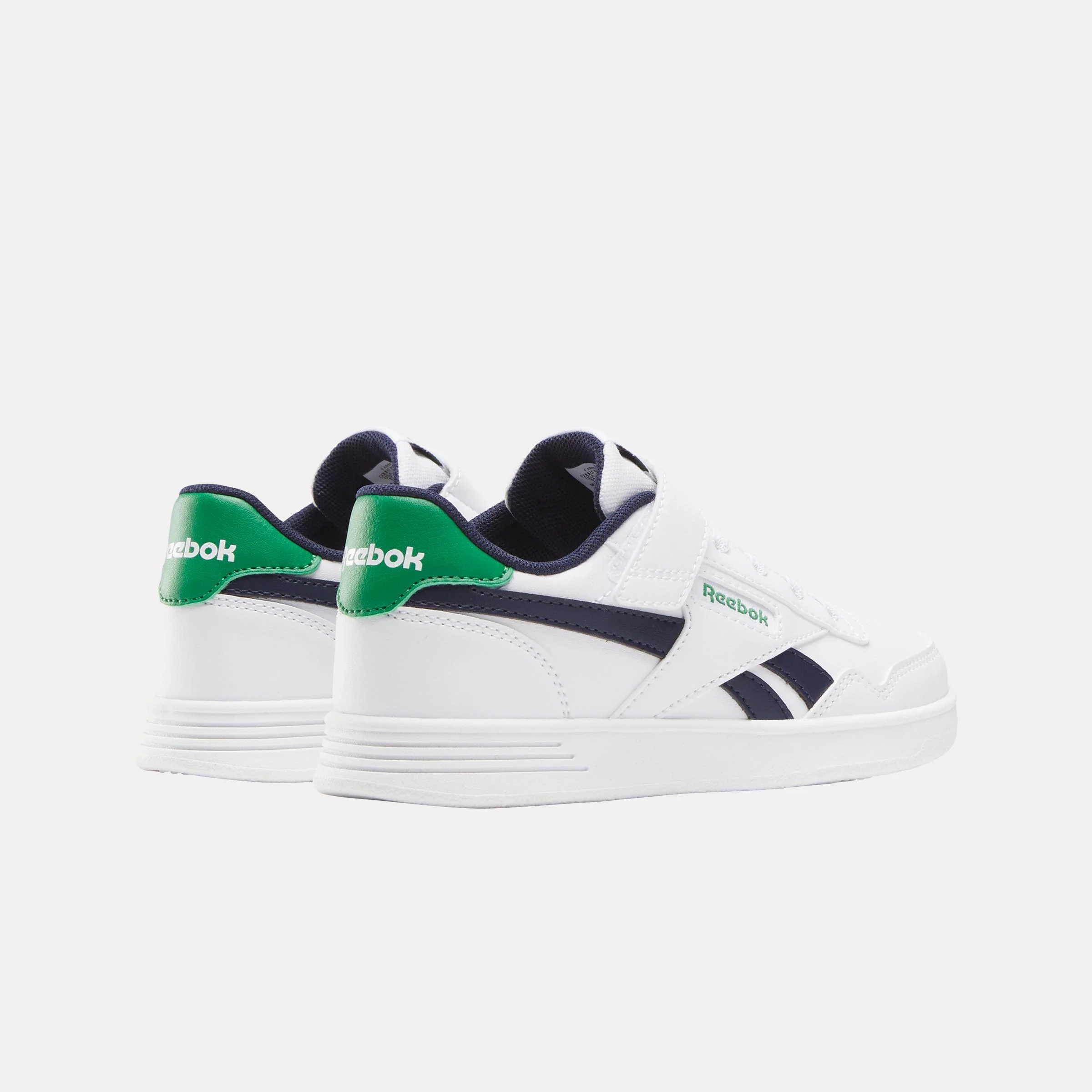 Reebok Footwear Kids Reebok Court Advance Elastic & Top Strap Shoes - Preschool FTWRWHITE/VECTORNAVY/GLENGREEN - Image 3