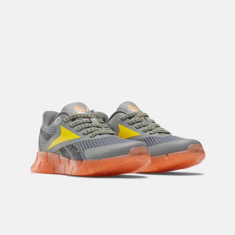 Reebok Footwear Kids Reebok x Blippi Zig 'N' Glow Elastic Lace Shoes - Preschool GREY/ORANGE/YELLOW - Image 2