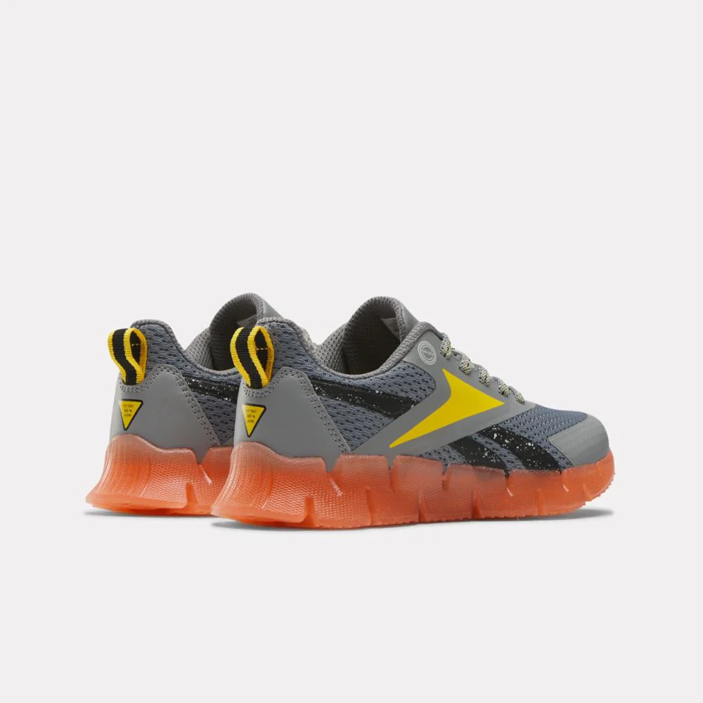 Reebok Footwear Kids Reebok x Blippi Zig 'N' Glow Elastic Lace Shoes - Preschool GREY/ORANGE/YELLOW - Image 3