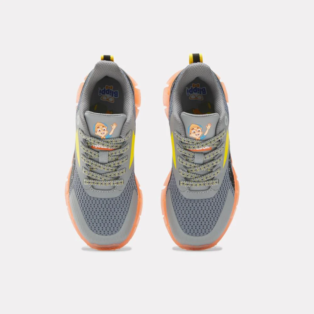 Reebok Footwear Kids Reebok x Blippi Zig 'N' Glow Elastic Lace Shoes - Preschool GREY/ORANGE/YELLOW - Image 5