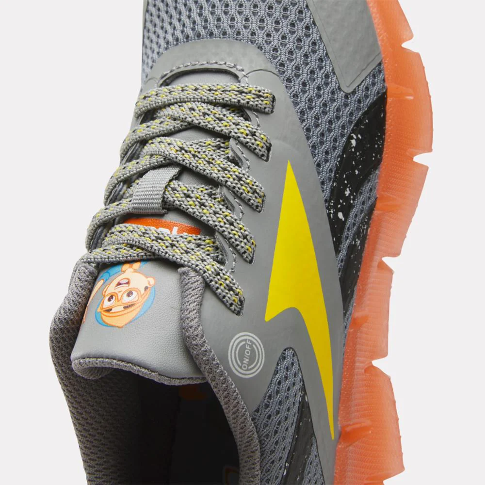 Reebok Footwear Kids Reebok x Blippi Zig 'N' Glow Elastic Lace Shoes - Preschool GREY/ORANGE/YELLOW - Image 6
