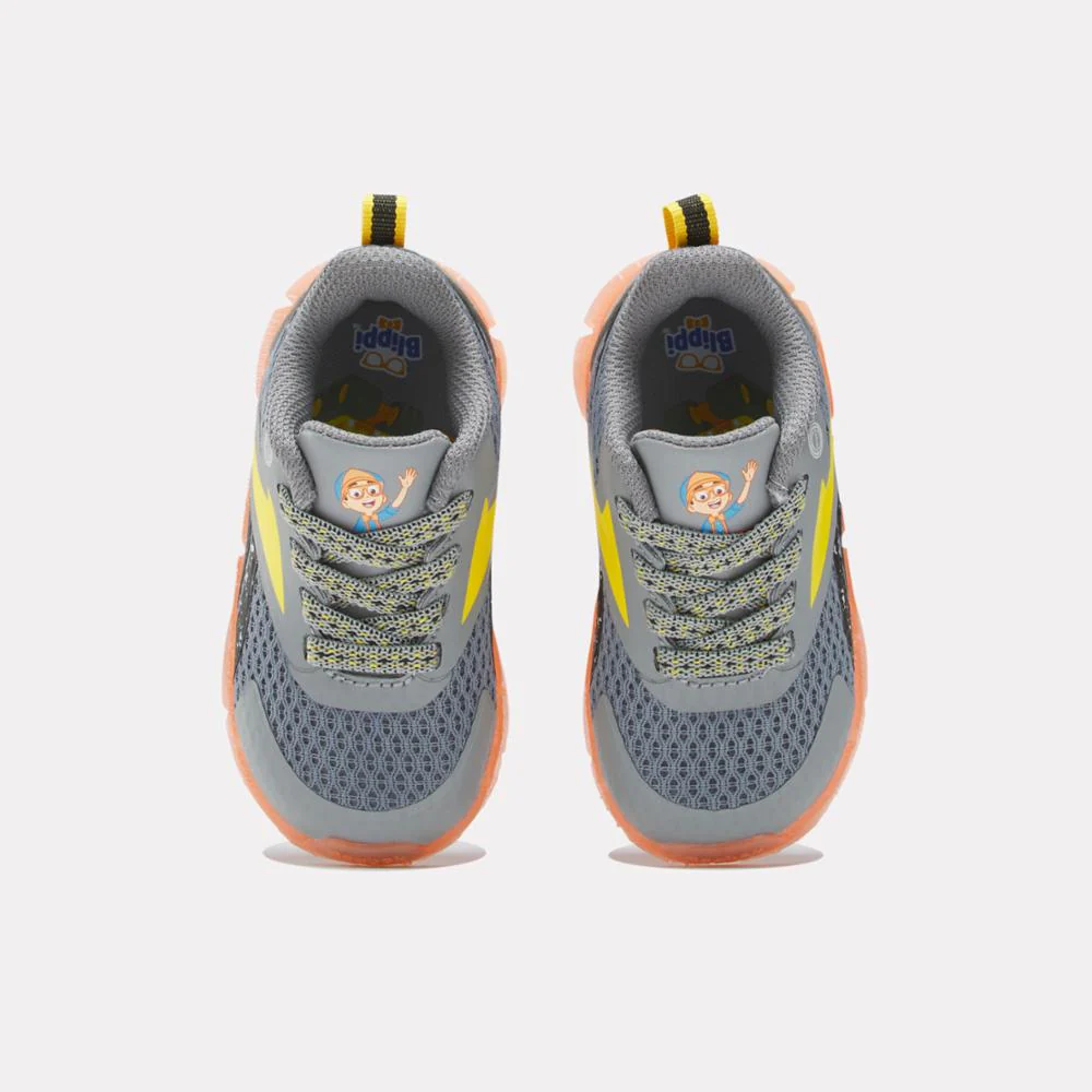Reebok Footwear Kids Reebok x Blippi Zig 'N' Glow Elastic Lace Shoes - Toddler GREY/ORANGE/YELLOW - Image 5