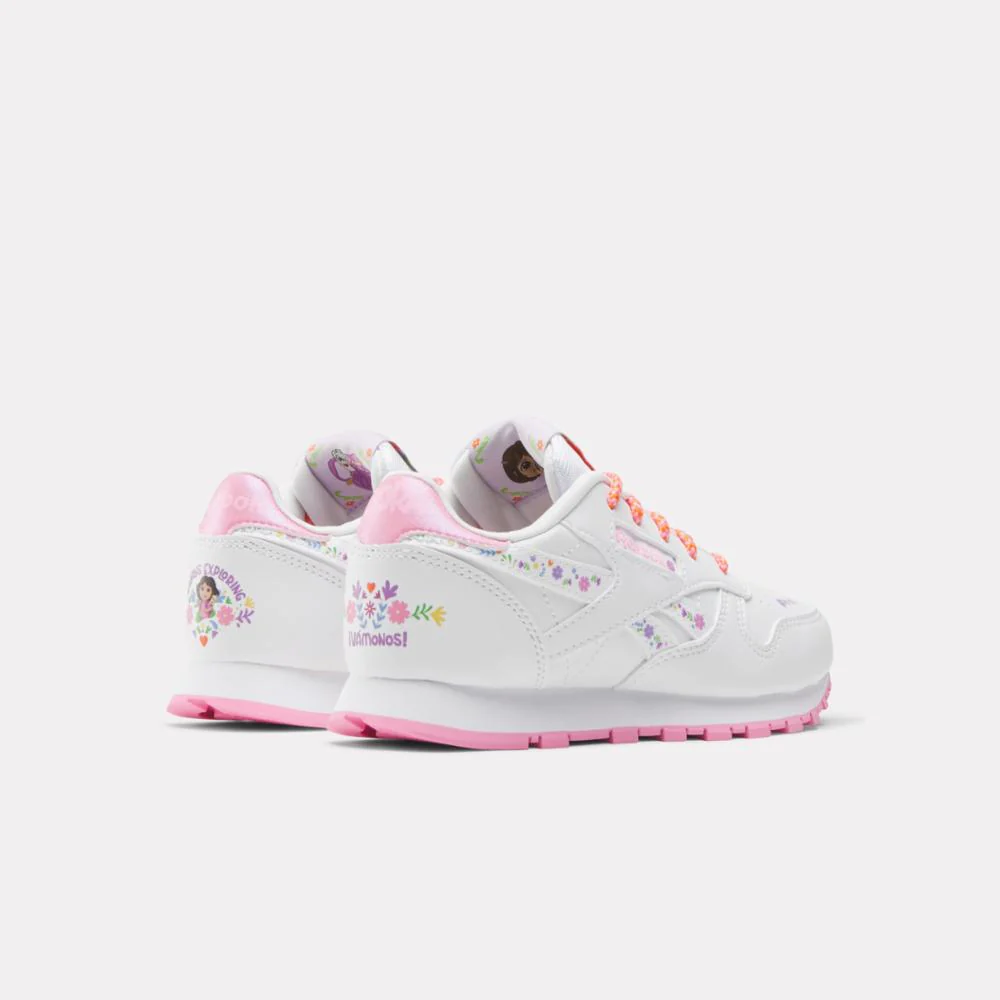 Reebok Footwear Kids Reebok x Dora the Explorer Classic Leather Shoes – Pre-School WHITE/WHITE/PLAYFUL PINK - Image 4