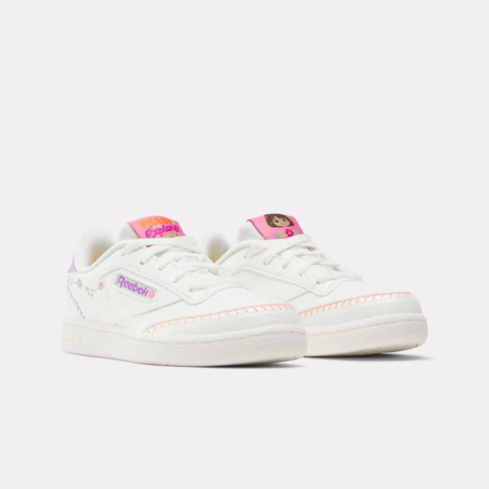 Reebok Footwear Kids Reebok x Dora the Explorer Club C Shoes – Pre-School CHALK/CHALK/DIGITAL PURPLE - Image 3
