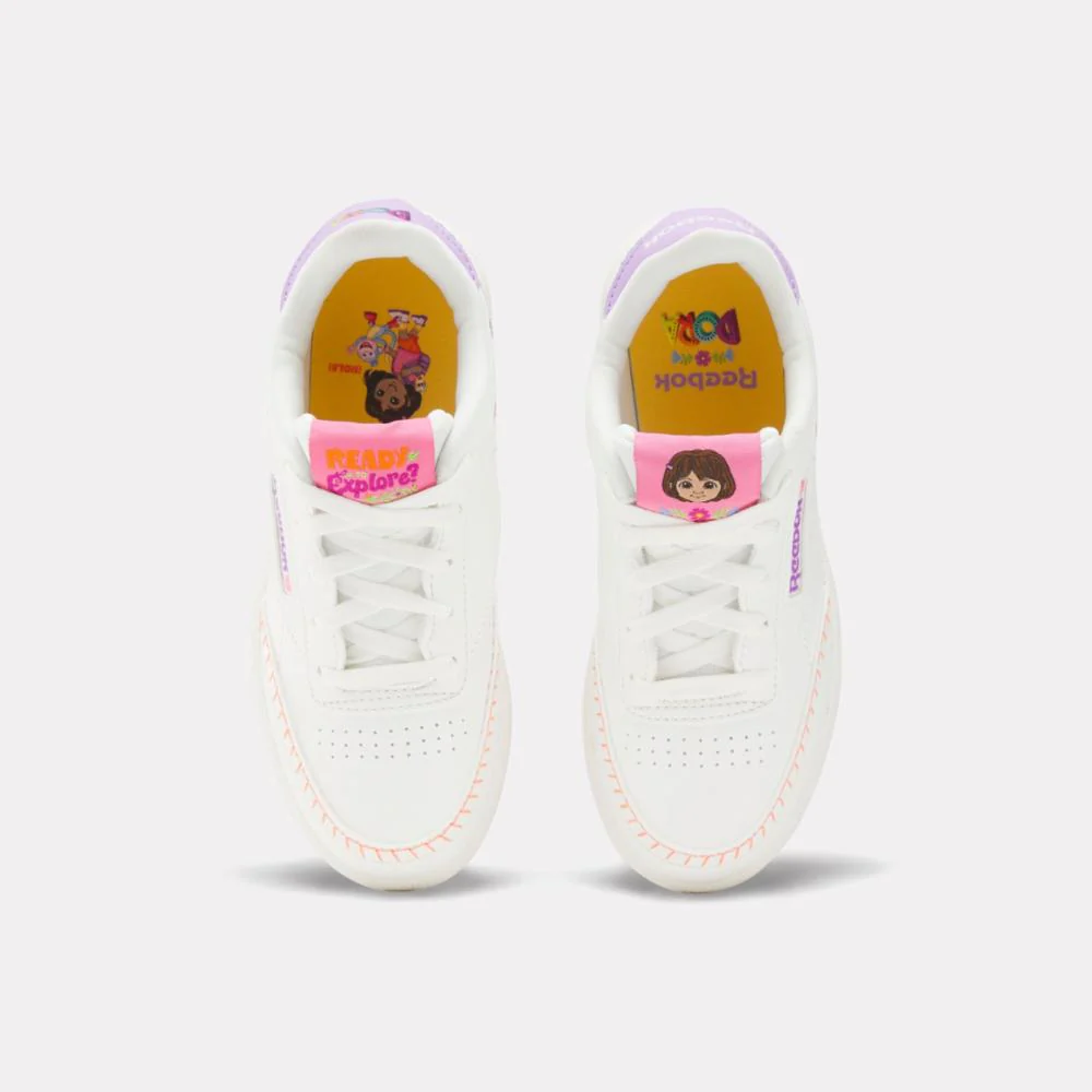 Reebok Footwear Kids Reebok x Dora the Explorer Club C Shoes – Pre-School CHALK/CHALK/DIGITAL PURPLE - Image 6