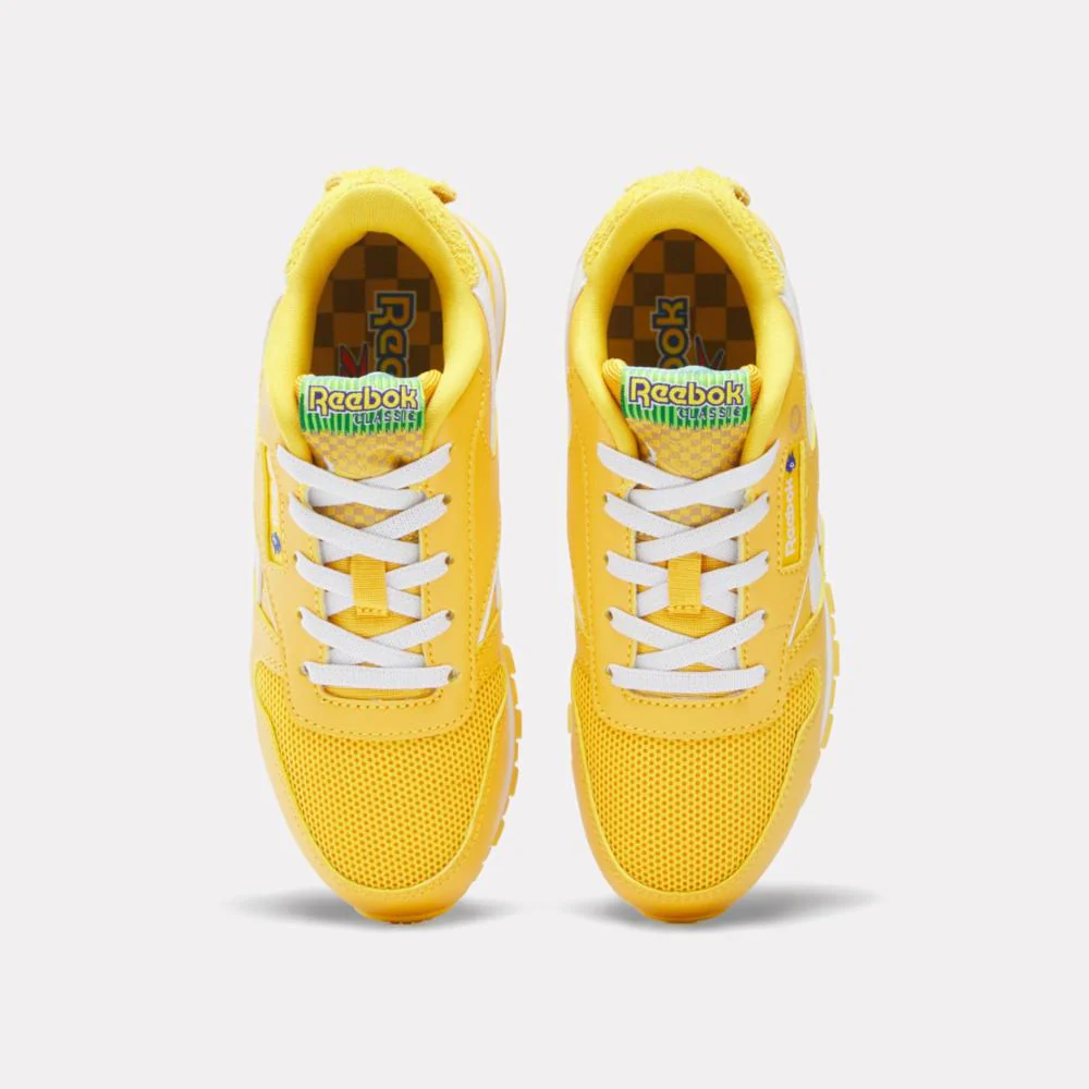 Reebok Footwear Kids Reebok x Sonic Classic Leather Step 'N' Flash Shoes - Preschool GOLD/WHITE/GOLD - Image 6