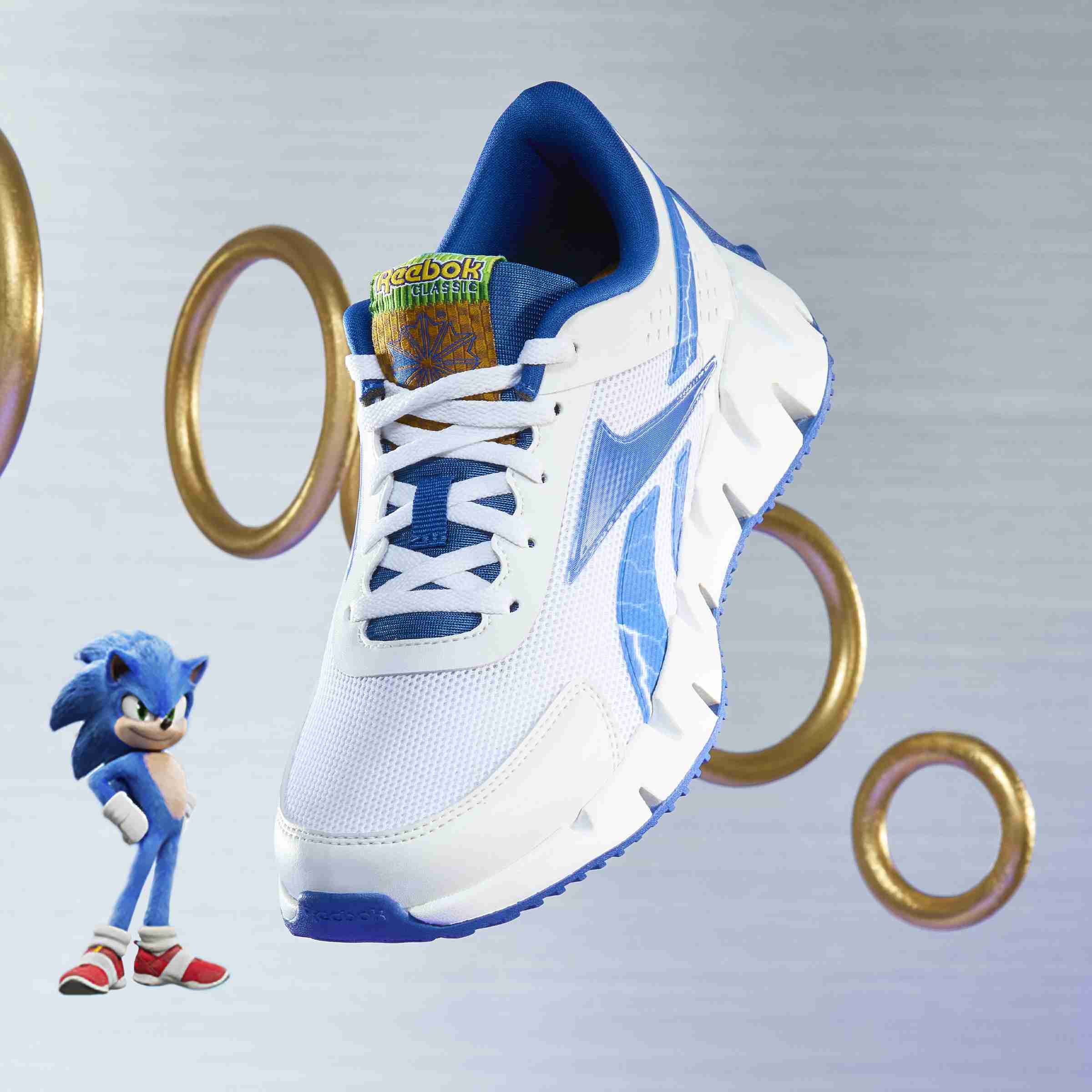 Reebok Footwear Kids Reebok x Sonic Zig Dynamica 2.0 Shoes - Grade School WHITE/BLUE/WHITE - Image 2