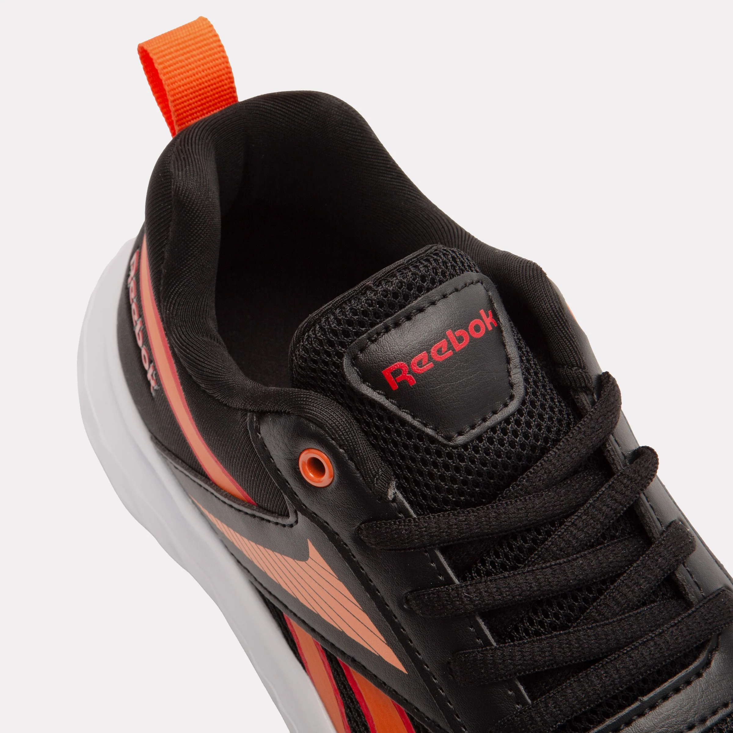 REEBOK FOOTWEAR KIDS Rush Runner Shoes – Pre-School BLACK/ARENAORANGE/SPORTRED - Image 6