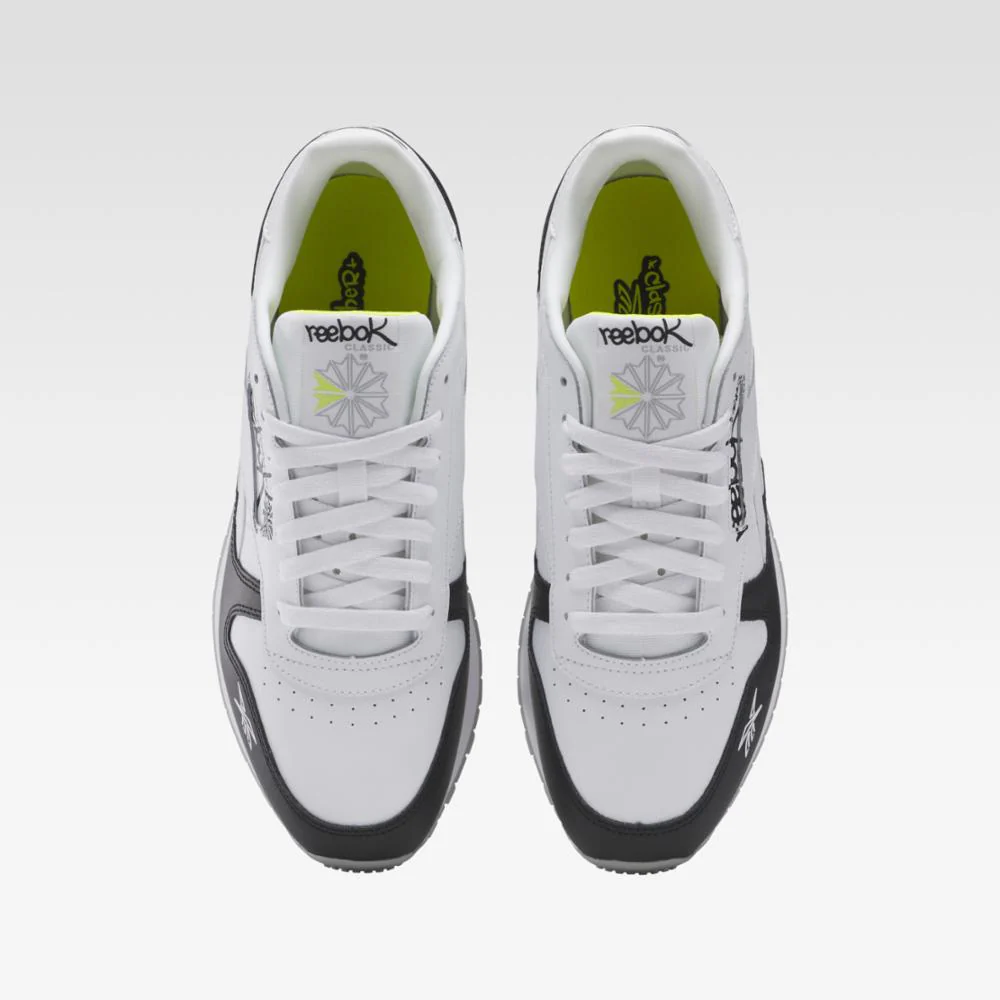 Reebok Footwear Men Classic Leather Shoes CBLACK/FTWWHT/ACIYEL - Image 5