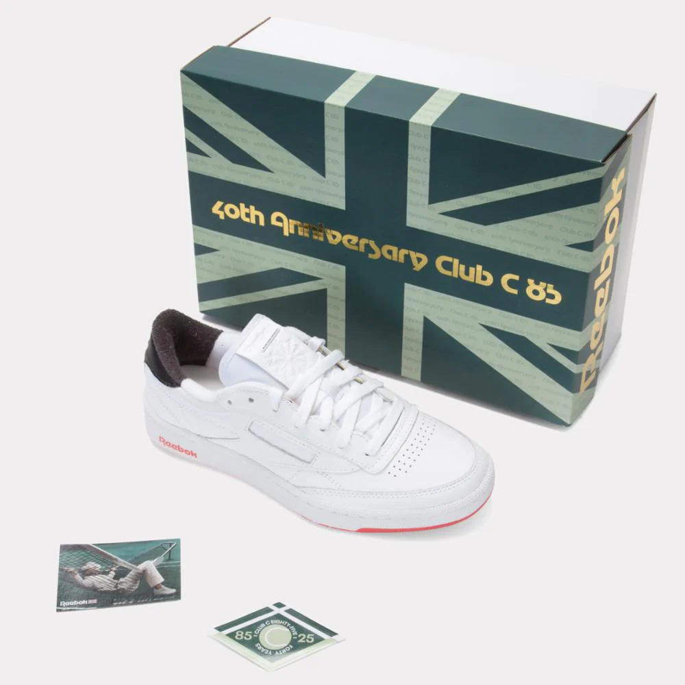 Reebok Footwear Men Club C 85 Vintage Shoes - 40th Anniversary WHITE/ENERGYRED/WASHEDBLACK - Image 2